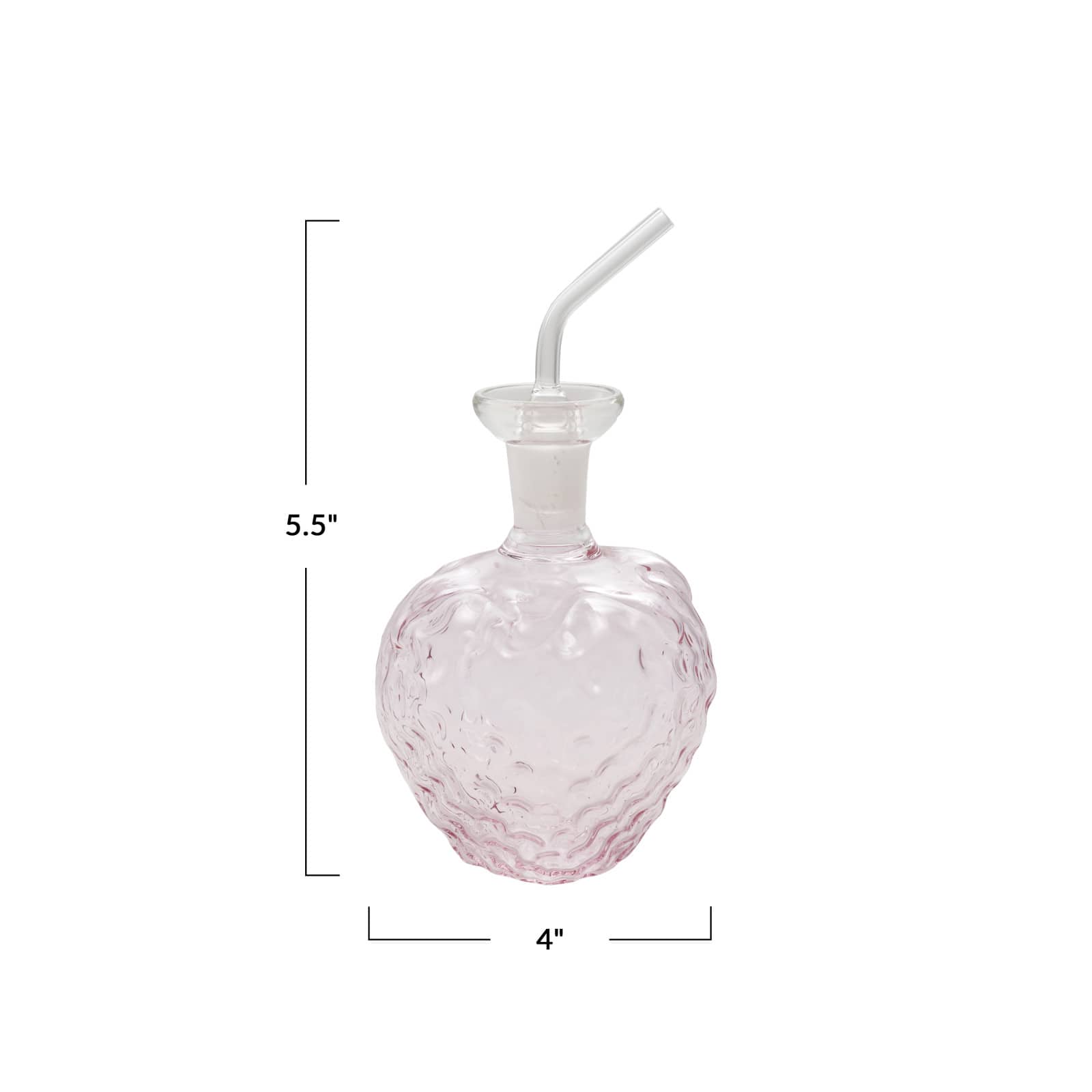 Hello Honey 12-Ounce Glass Strawberry Shaped Oil Cruet with Stopper, Pink