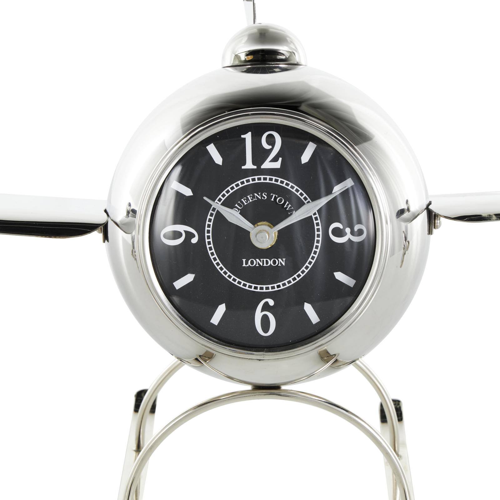 19" Silver Stainless Steel Decorative Airplane Clock