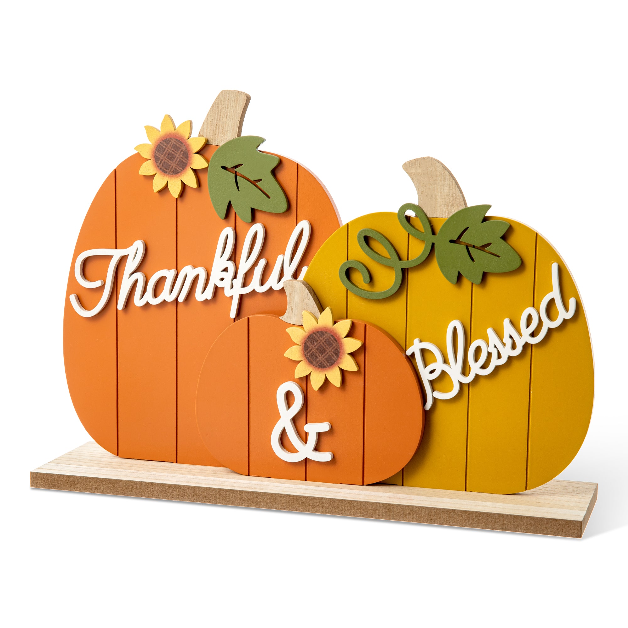 Glitzhome® 16" Thanksgiving Wooden Pumpkins Table Décor