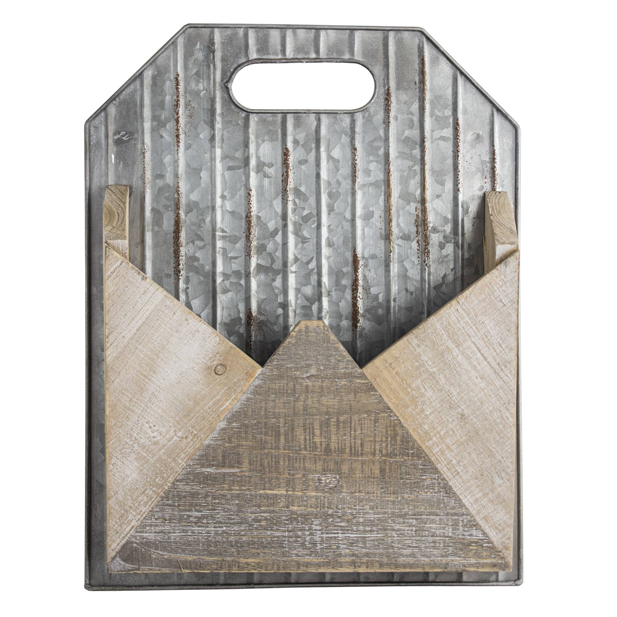 Galvanized Metal & Wood Envelope Wall Organizer