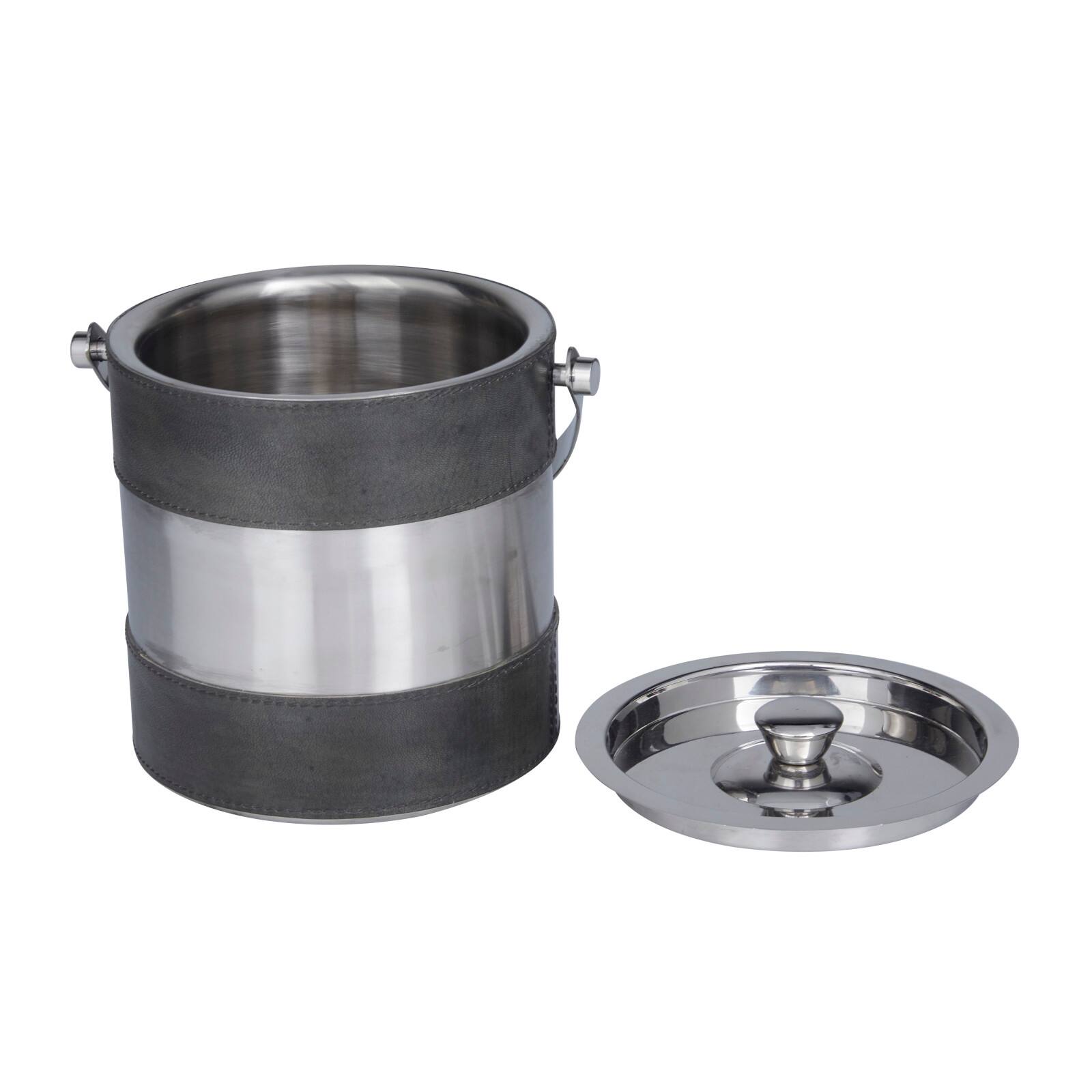 The Novogratz Grey Modern Ice Bucket, 8" x 7" x 12"