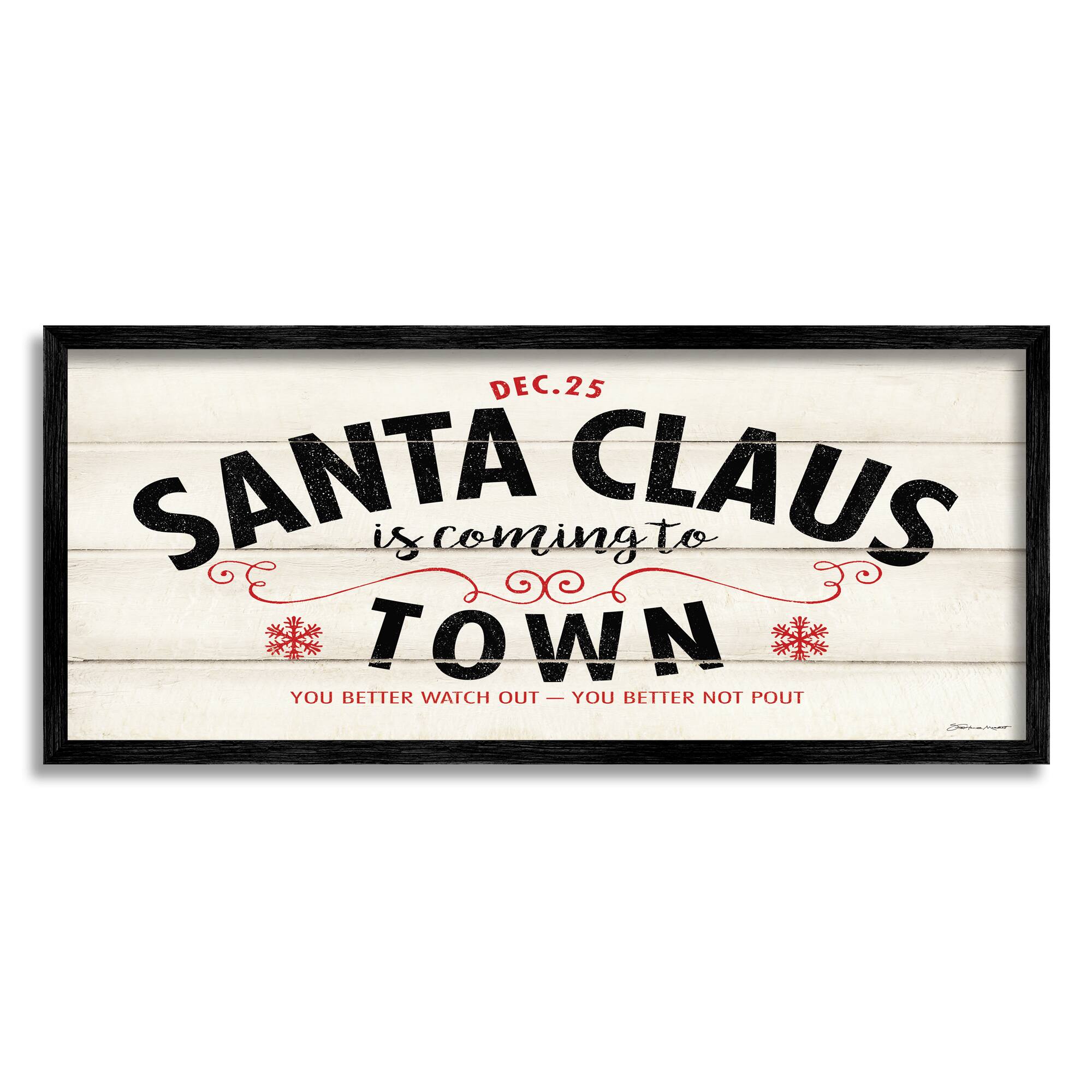 Stupell Industries Santa Claus Coming To Town Rustic Framed Giclee Art