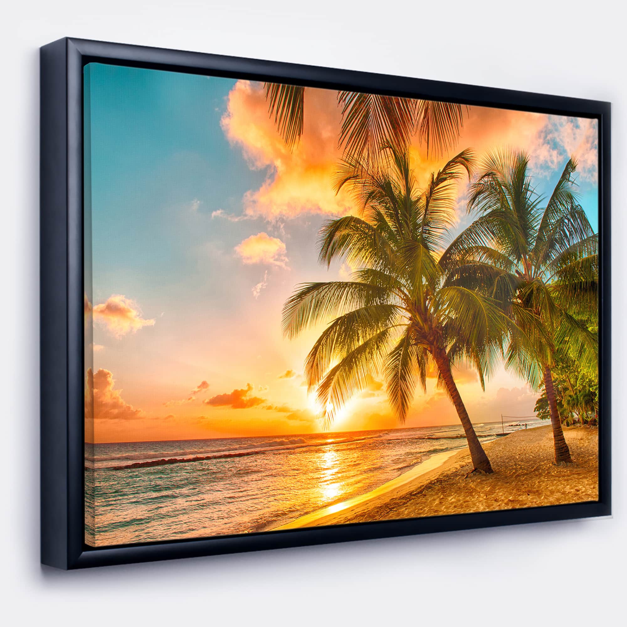 Designart - Barbados Landscape - Photography Canvas Art Print in Black Frame