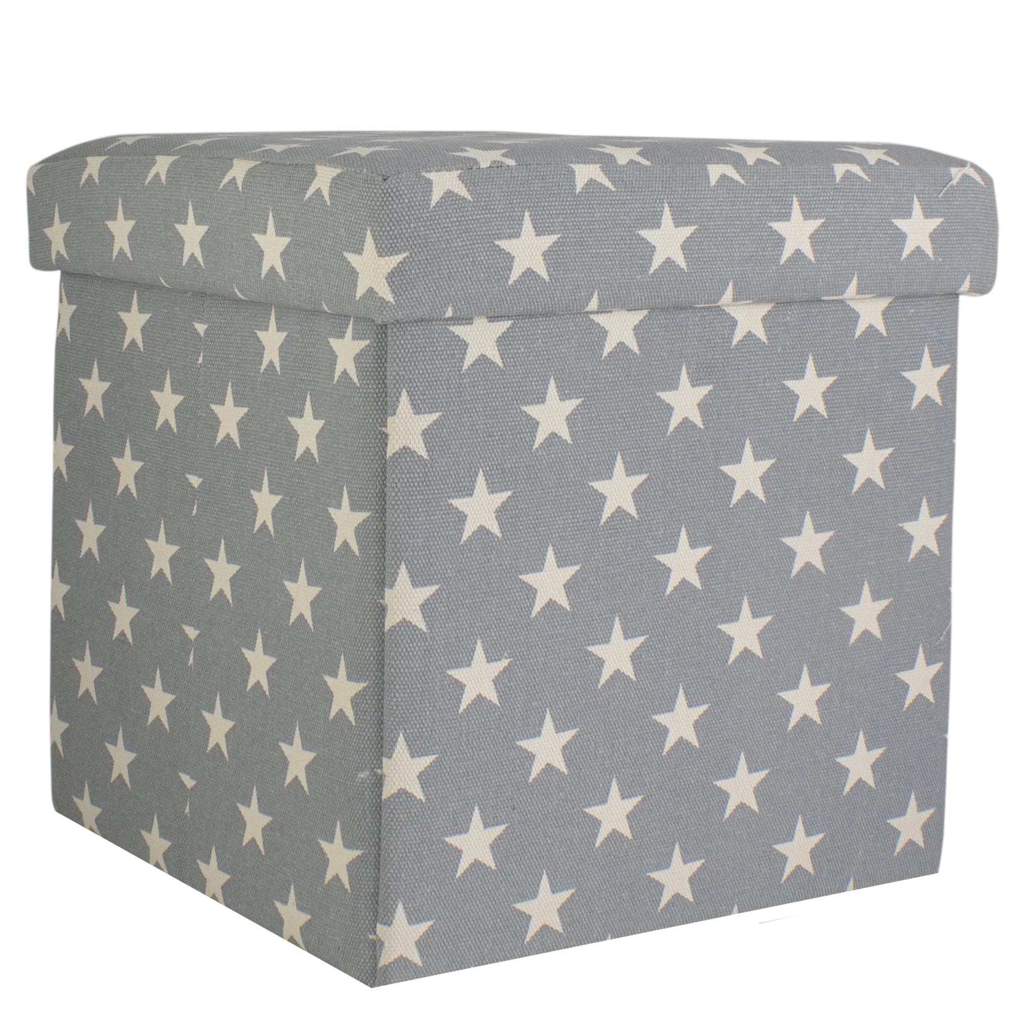 12" Gray with White Stars Collapsible Ottoman