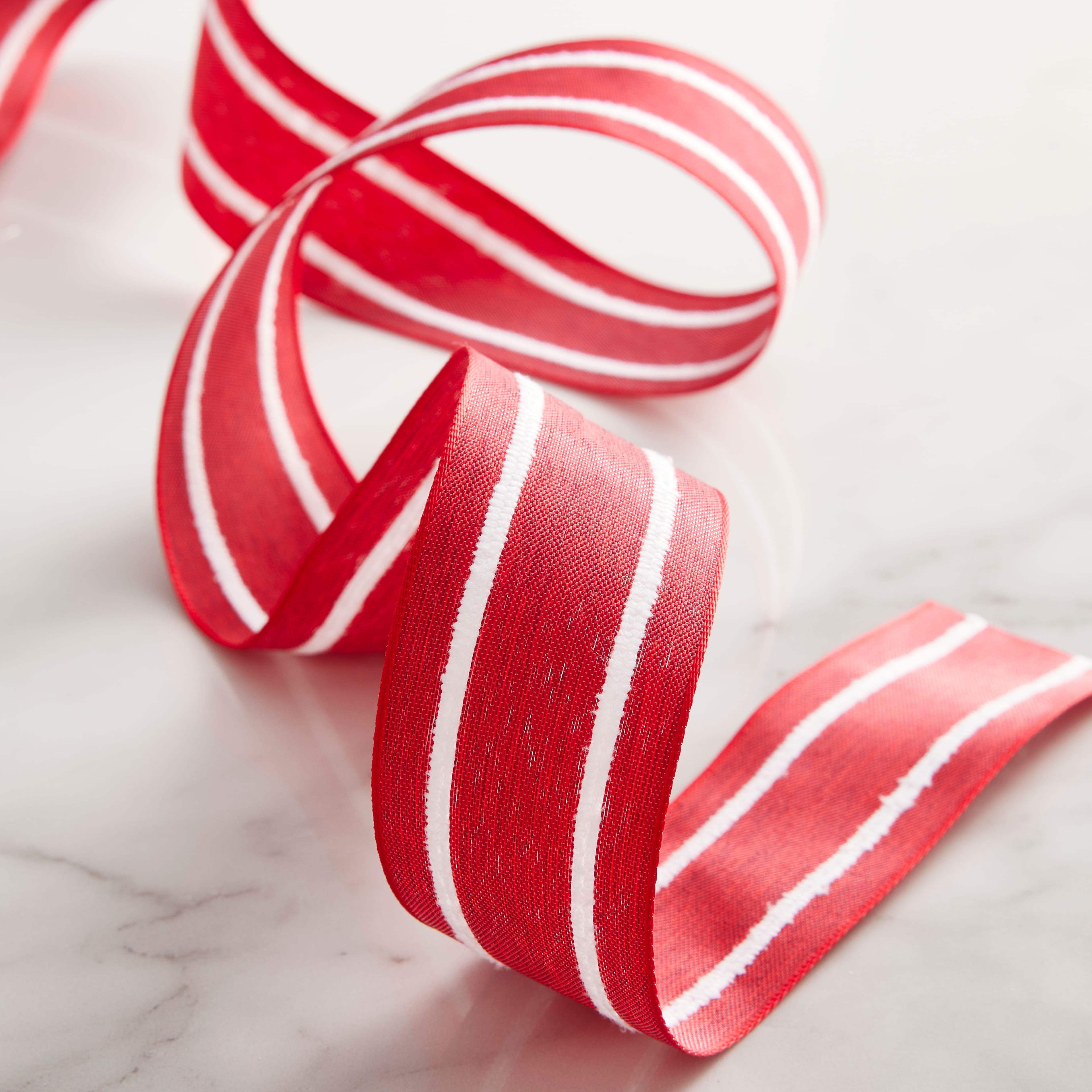 Red and White Candy Cane Ribbon 3.8cm 