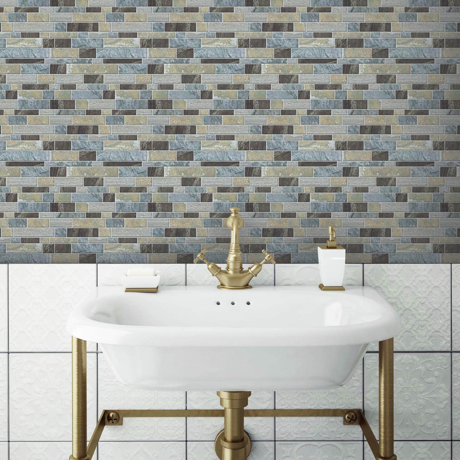 RoomMates Blue Long Stone Backsplash StickTiles®