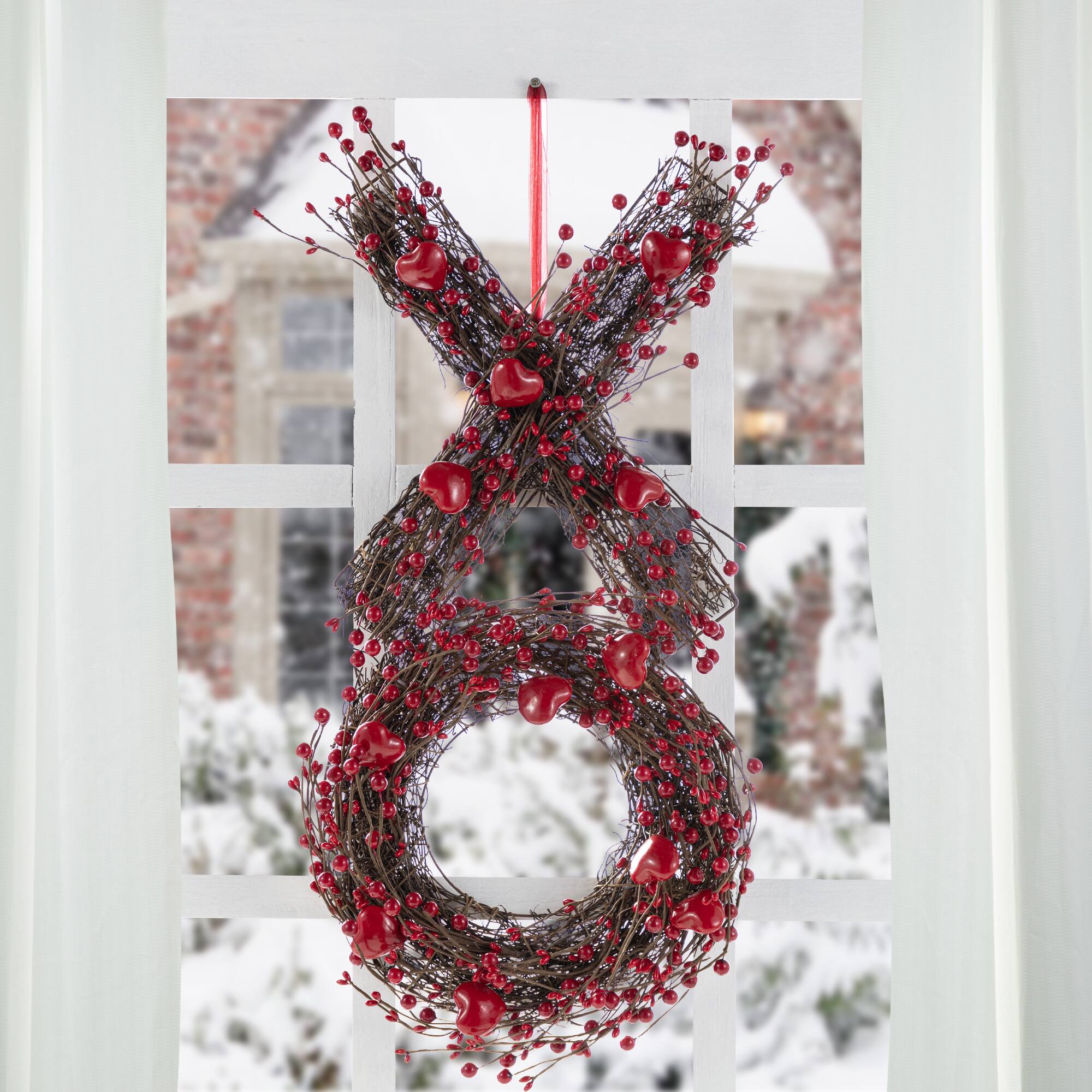 Glitzhome® 24" Red Valentine's XO Shaped Wreath