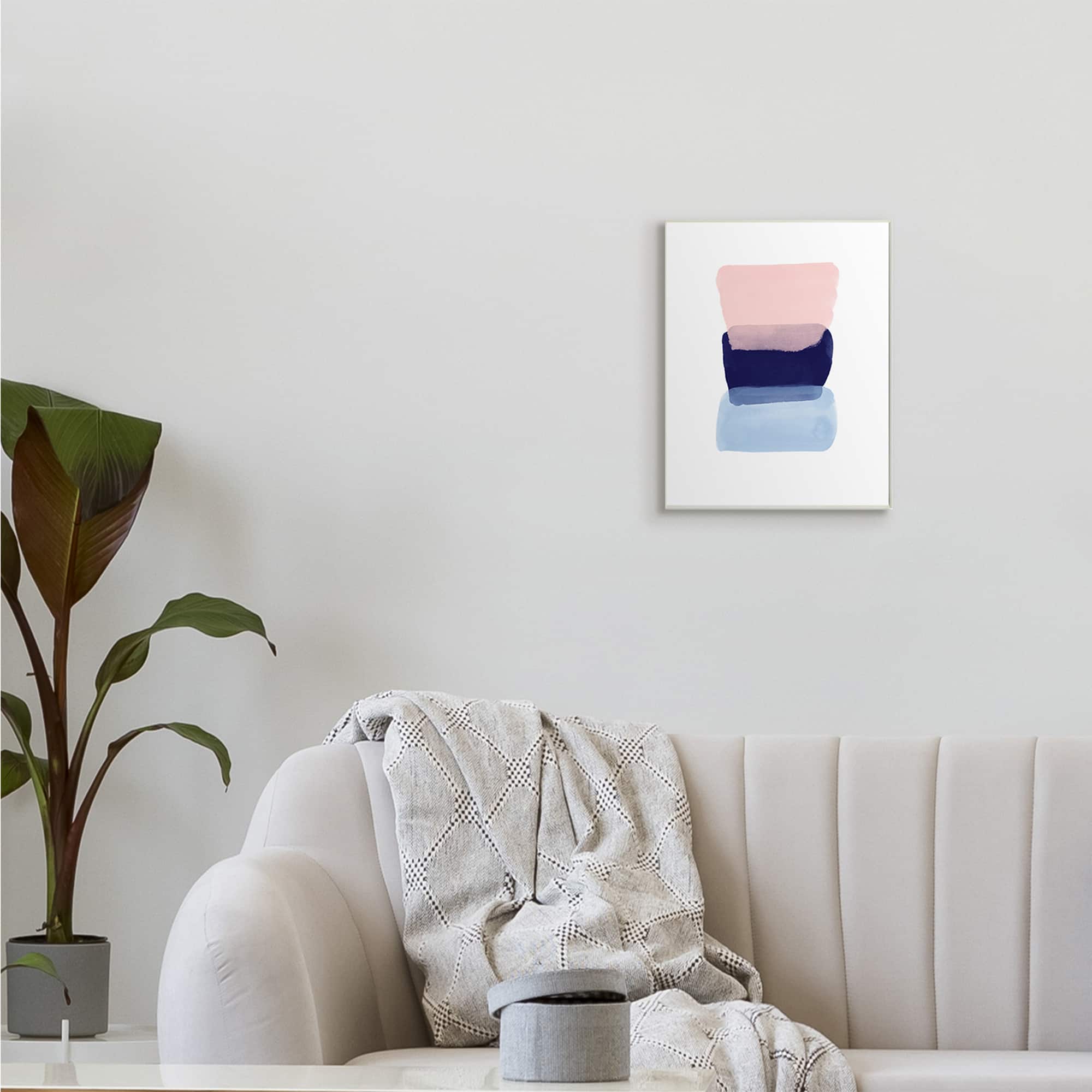 Stupell Industries Layered Squares Abstract Sides Blue Pink Wall Plaque