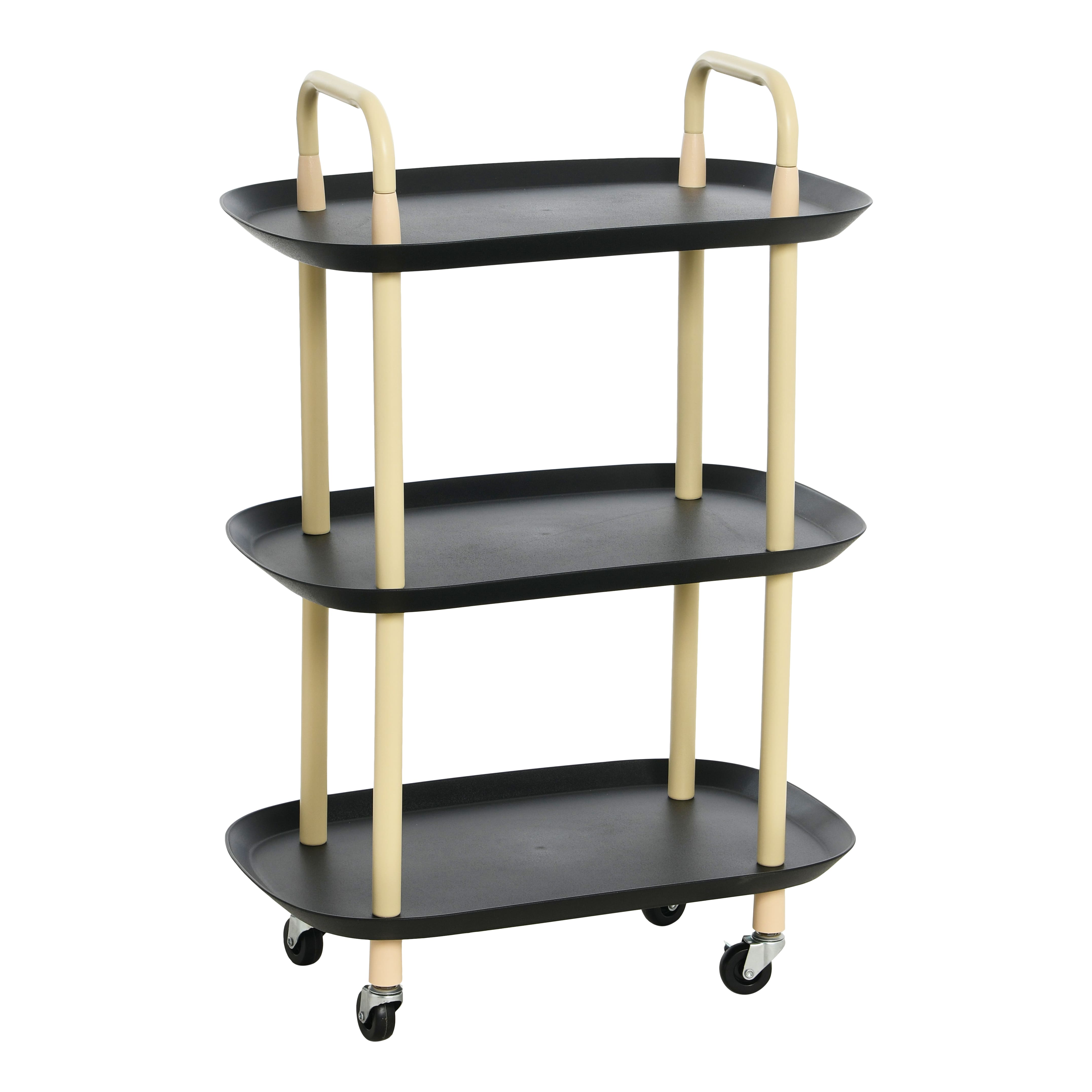 Main + Mesa™ 3-Tier Modern Plastic and Metal Trolley