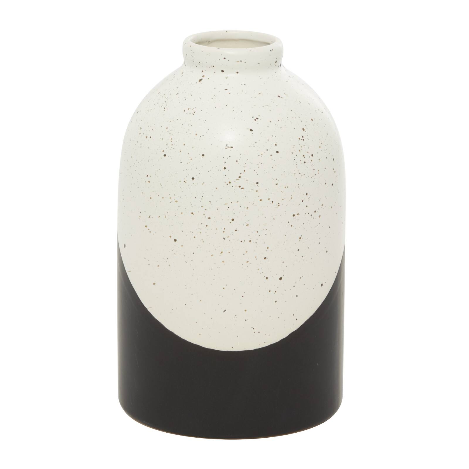 Black Ceramic Contemporary Vase, 10" x 6" x 6"