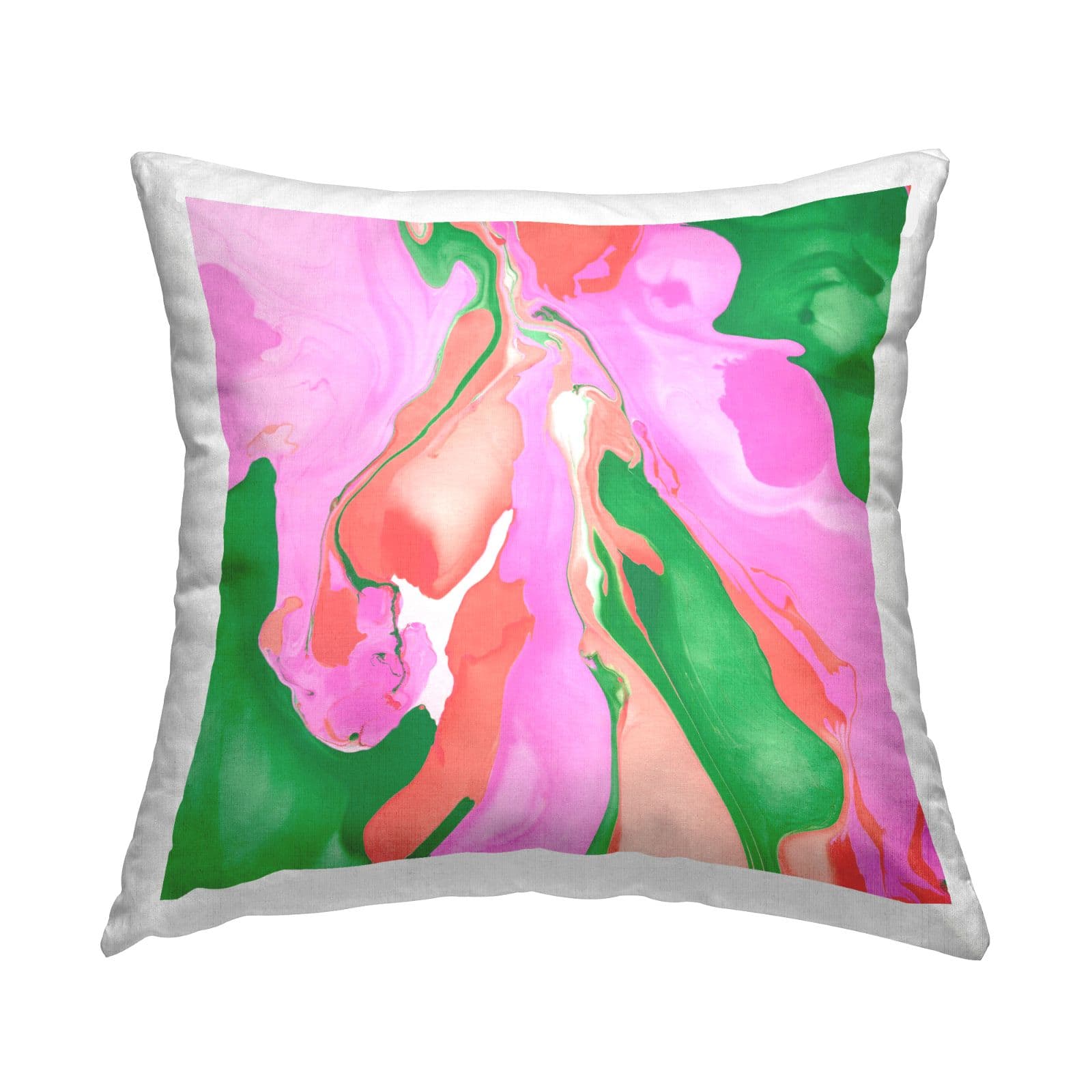Stupell Industries Contemporary Bold Pink Green Fluid Shapes Throw Pillow, 18" x 18"
