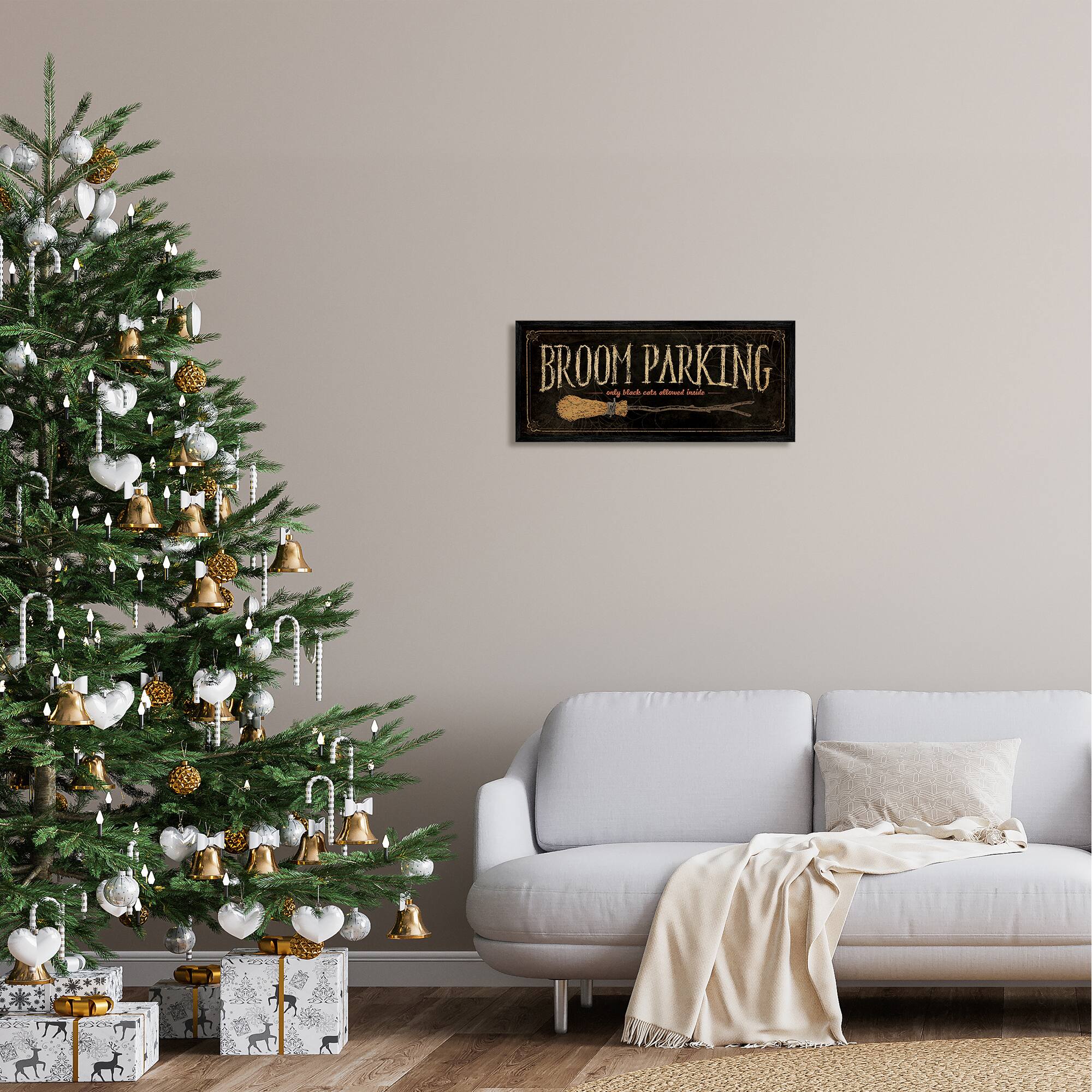 Stupell Industries Broom Parking Black Cats Allowed Framed Giclee Art