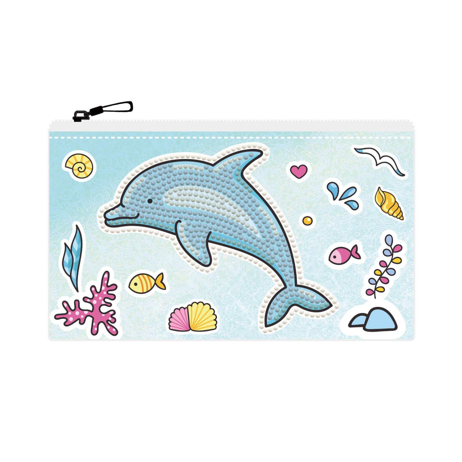 Diamond Dotz&#xAE; Beginner Dolphin Party Zipper Pouch Diamond Painting Kit