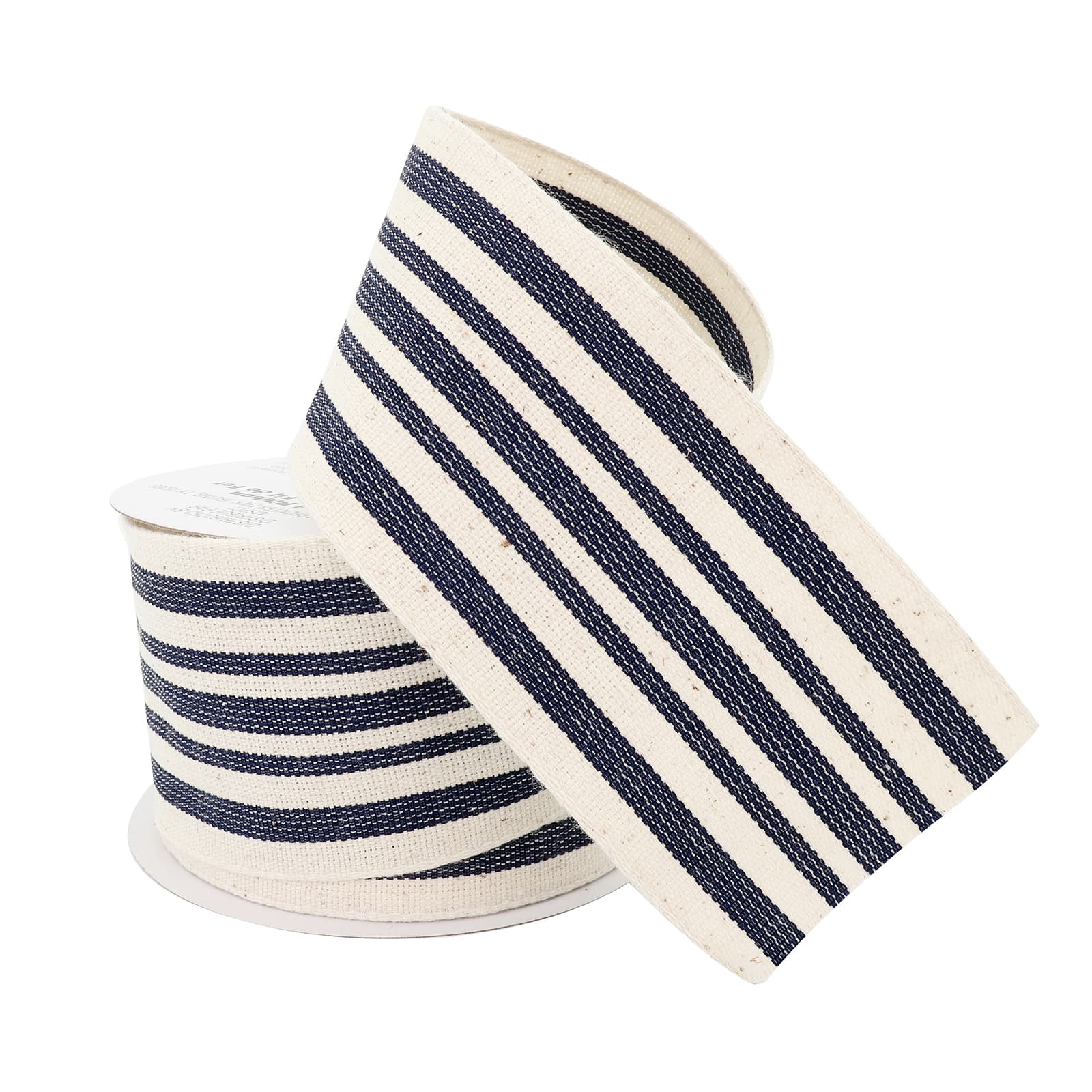 2.5&#x22; x 25ft. Faux Cotton Wired Striped Ribbon by Celebrate It&#x2122; D&#xE9;cor