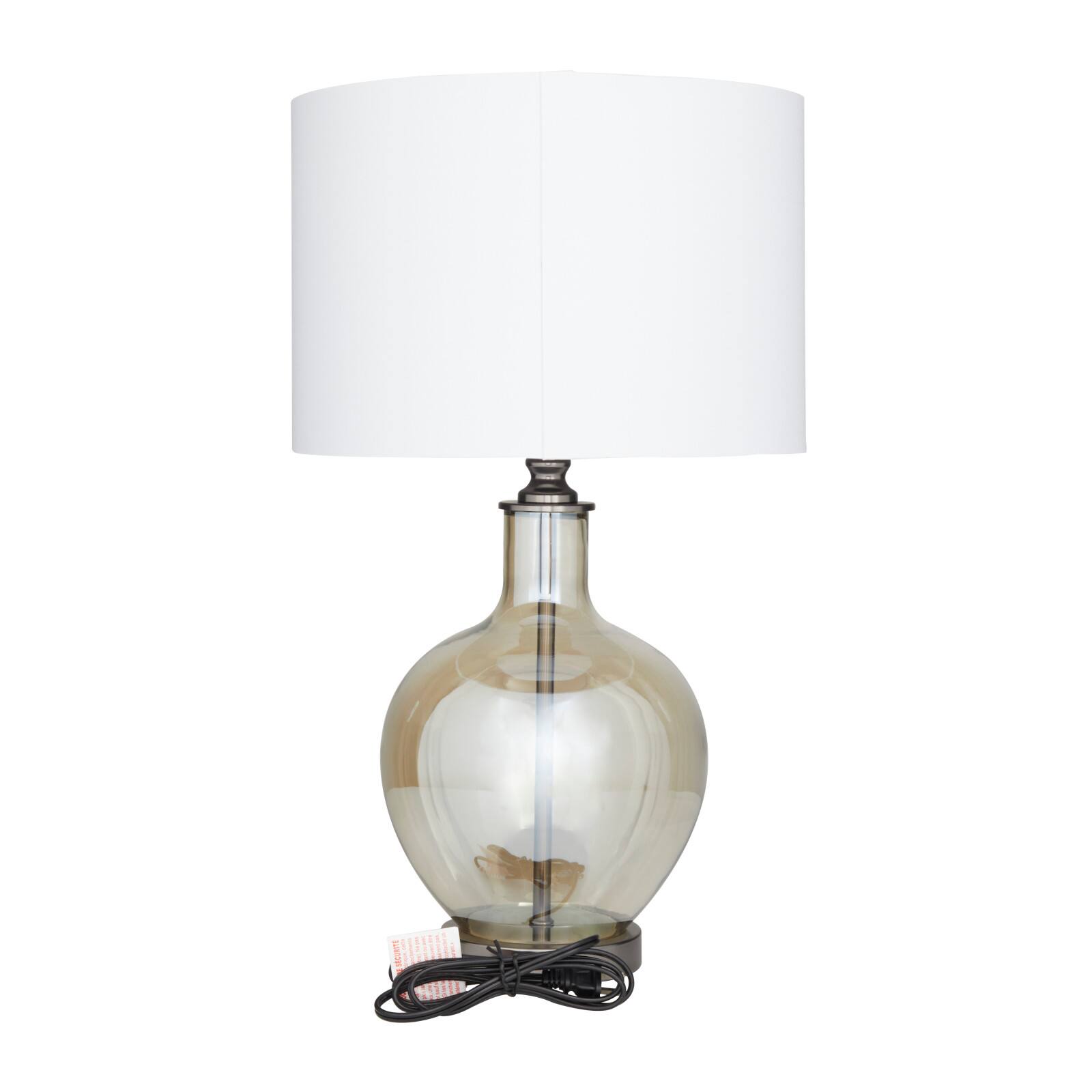 White Polyester Traditional Table Lamp, 27" x 17" x 17"