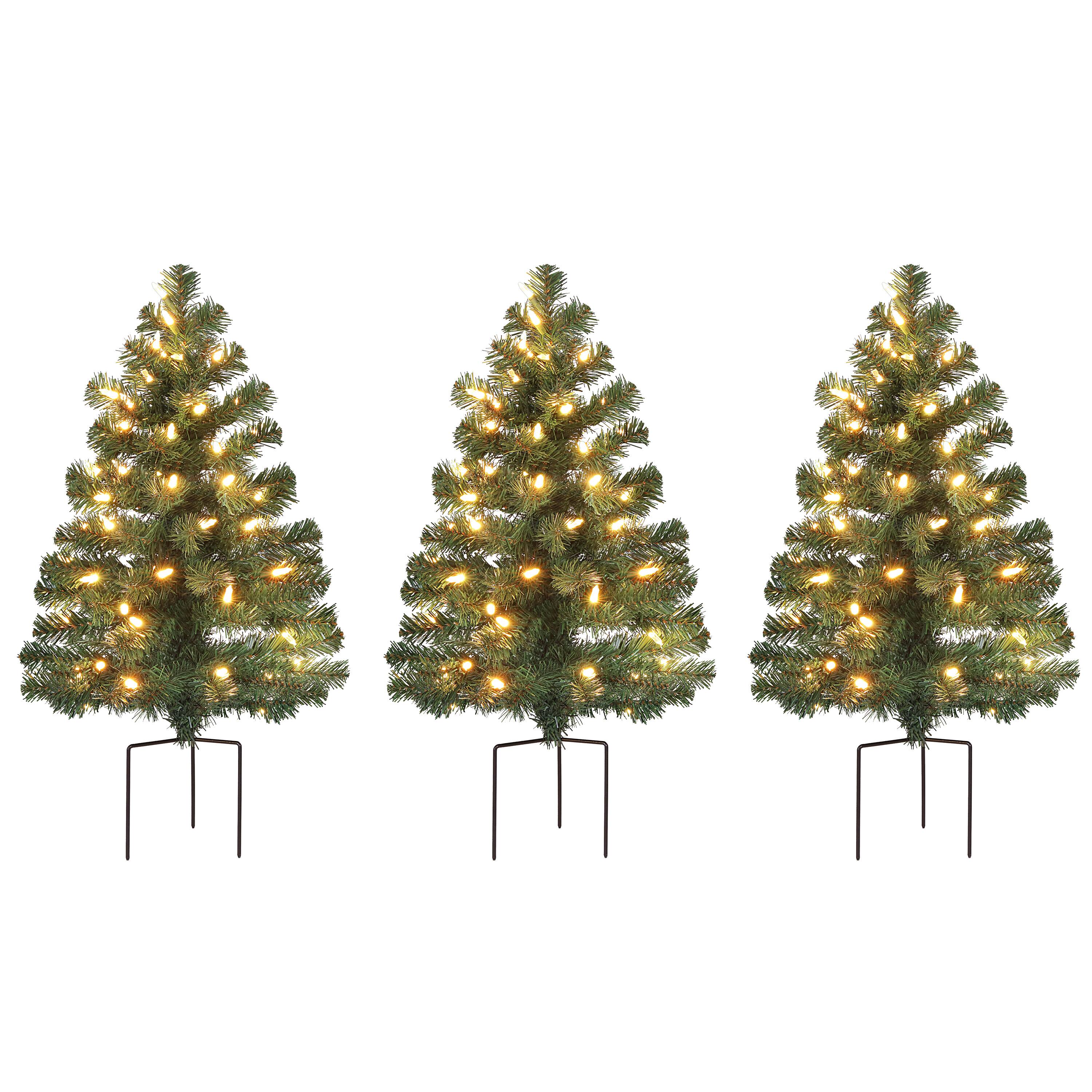 3ct. Pre-Lit Alexa Enabled Pathway Artificial Christmas Tree Set