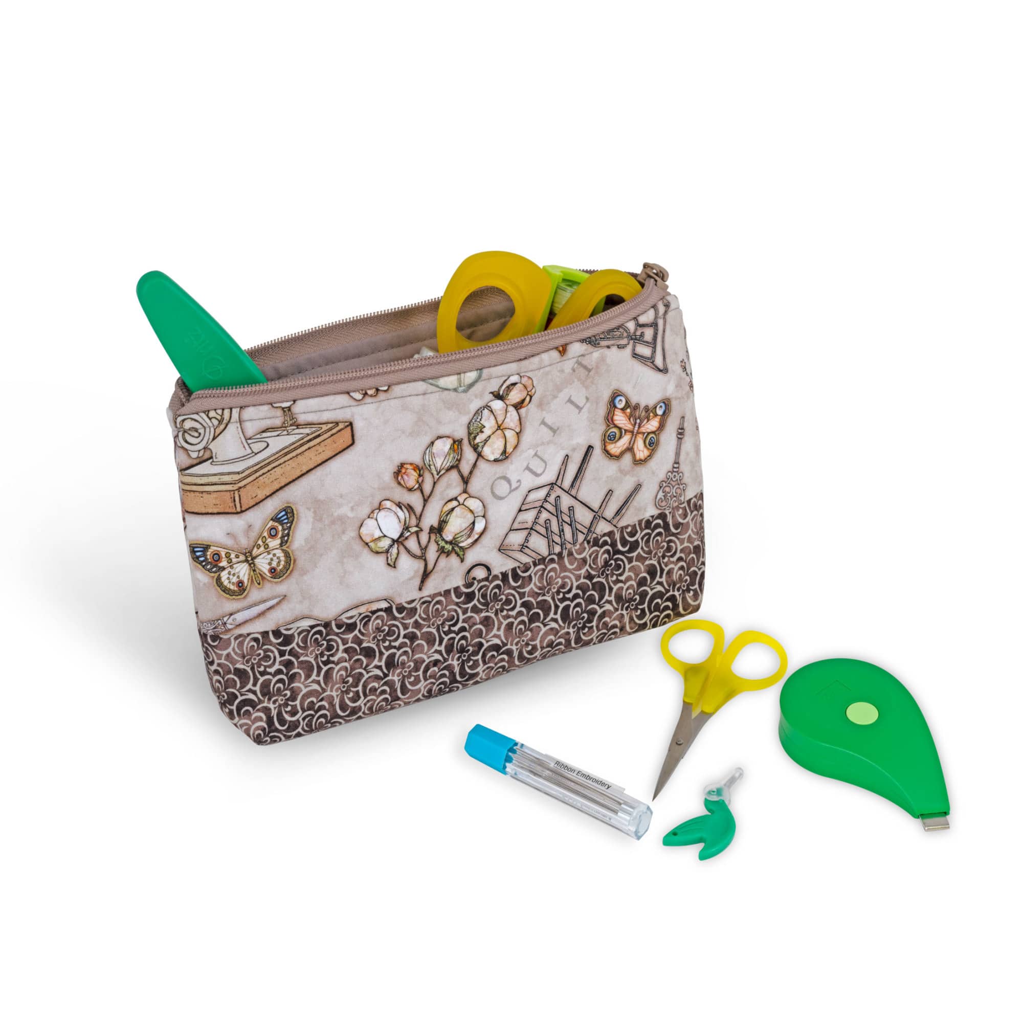 Dritz® Neutral Sewing Large Rectangular Sewing Basket With Zippered Case