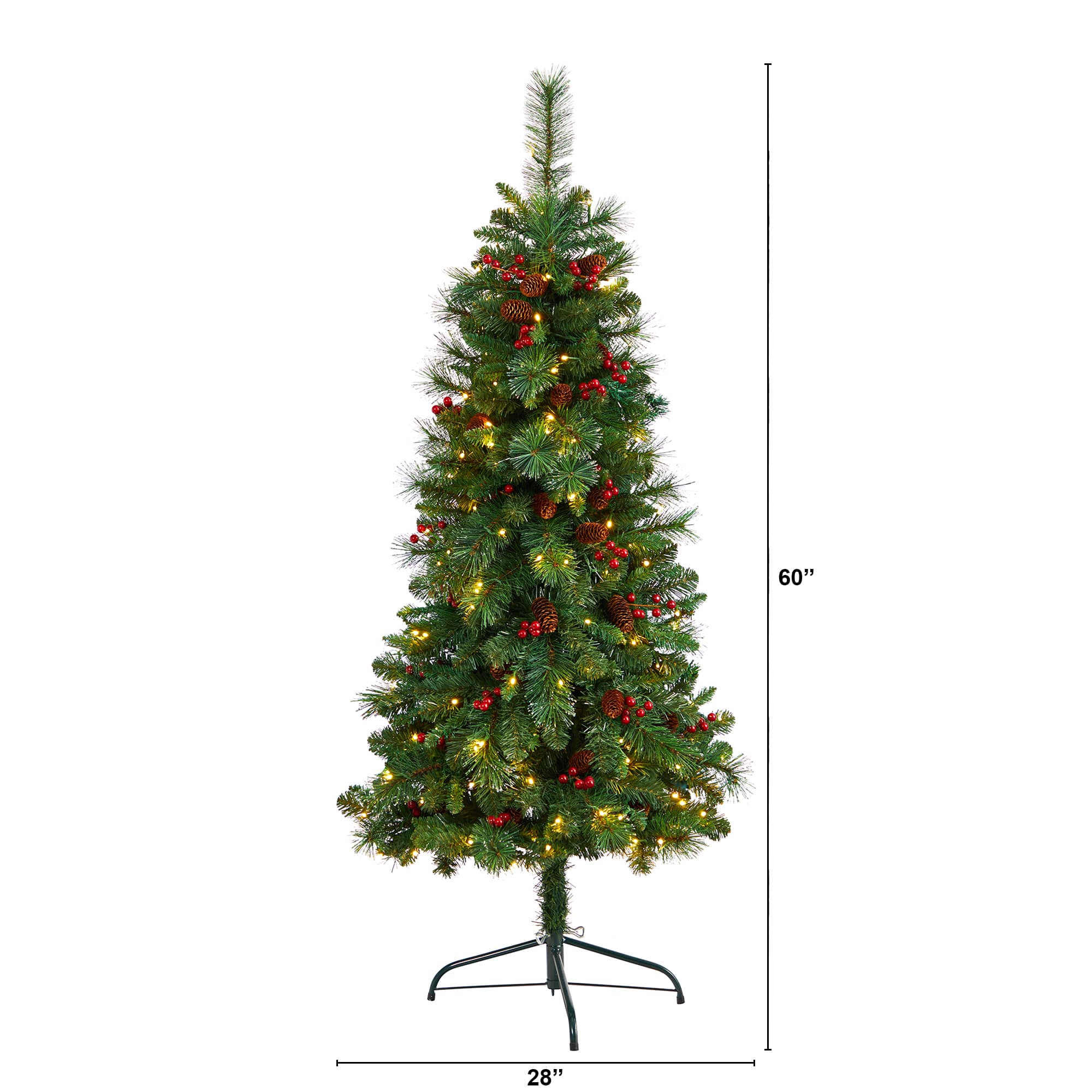 5ft. Pre-Lit Flat Back Montreal Mountain Pine Artificial Christmas Tree, White LED Lights