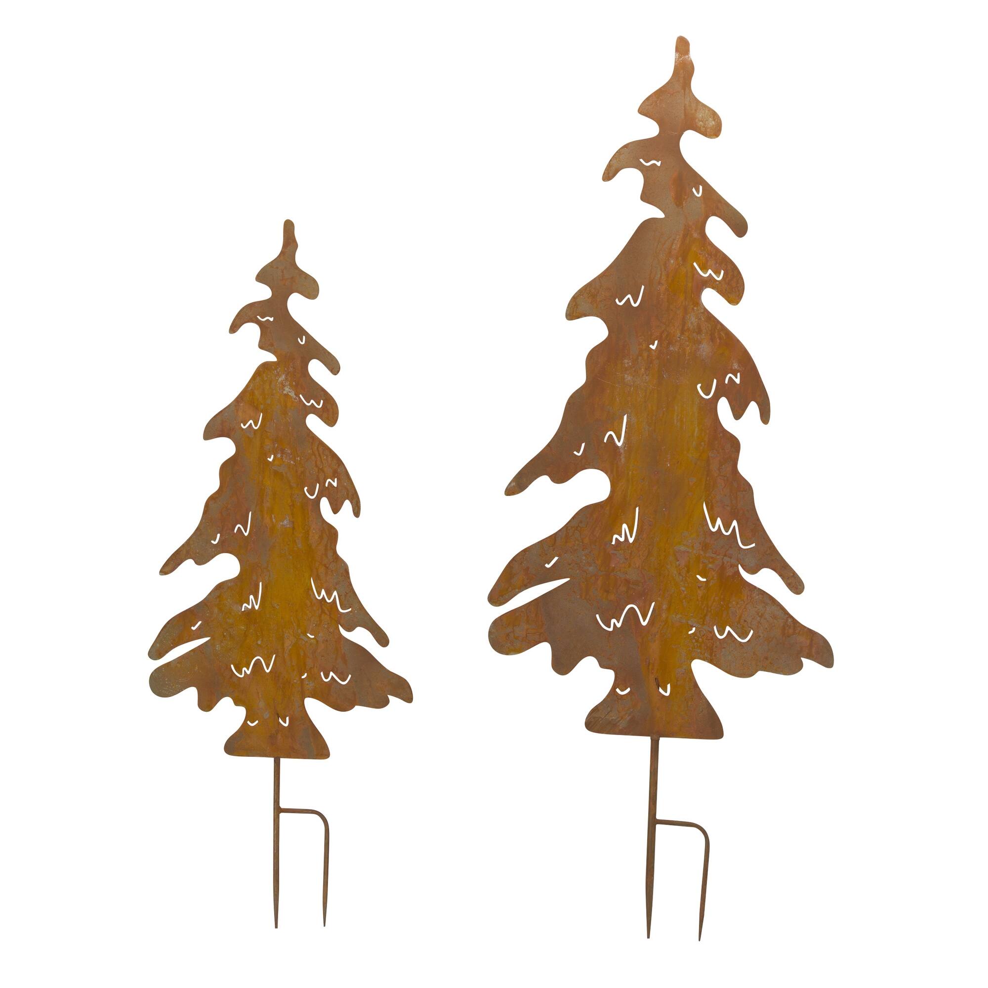 Gold Iron Tree Stakes Set, 42.5&#x22; &#x26; 54&#x22;