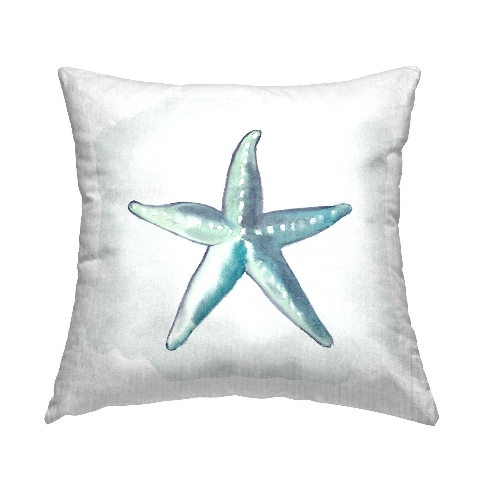 Stupell Industries Nautical Blue Starfish Casual Sea Life Animal Throw Pillow, 18" x 18"