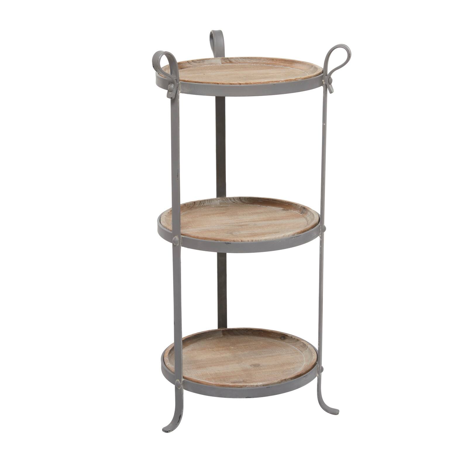 28" Gray Iron Industrial Accent Table