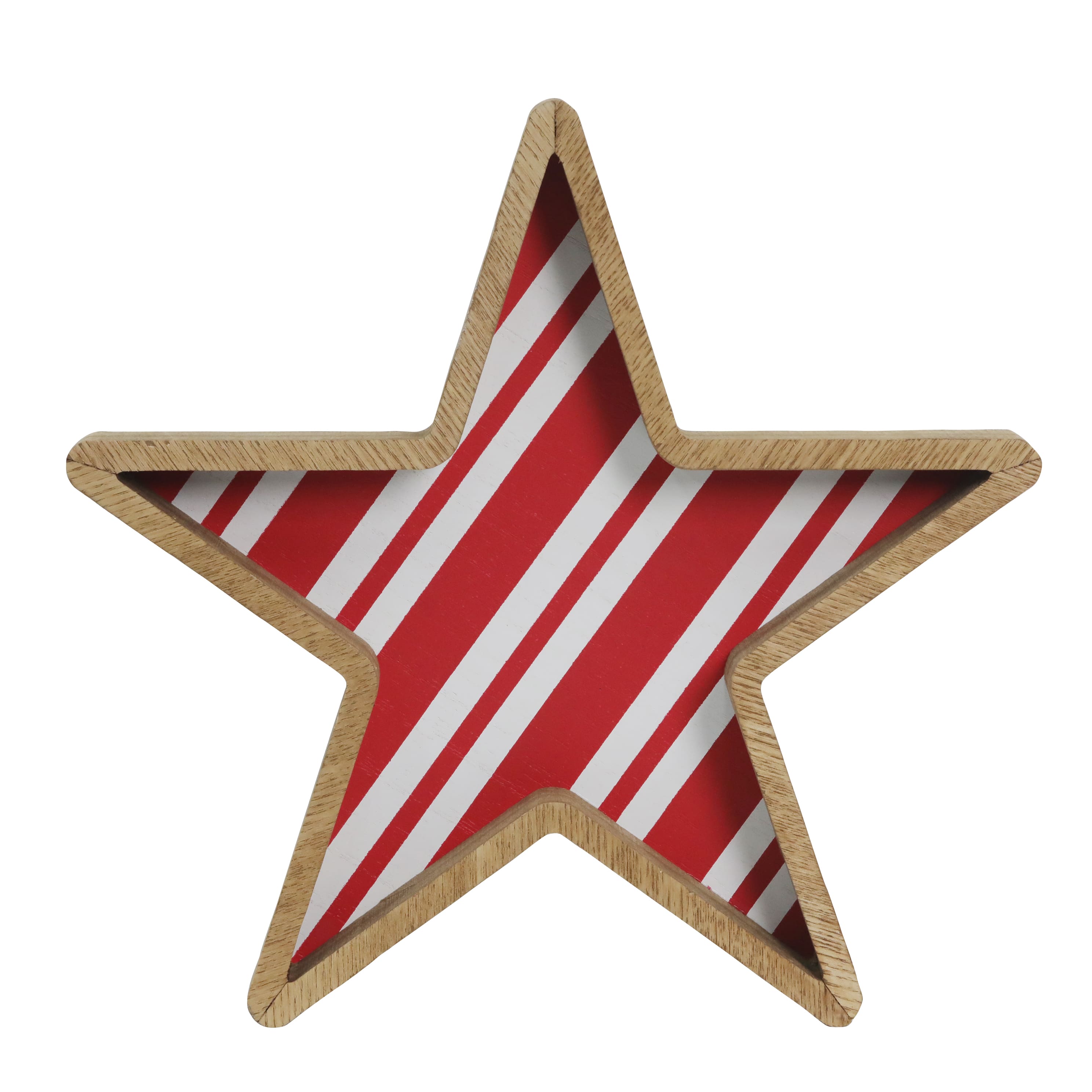 11.5&#x22; Striped Tabletop D&#xE9;cor with Natural Star Frame by Celebrate It&#x2122;