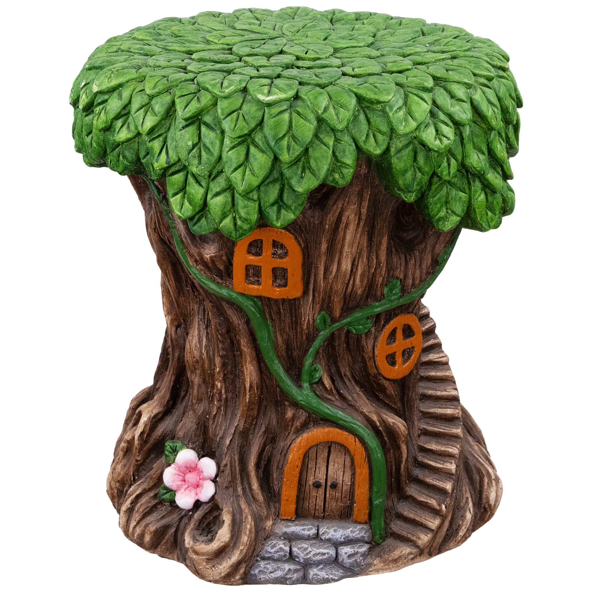 13.75" Fairy Tree Stump Outdoor Garden Plant Stand