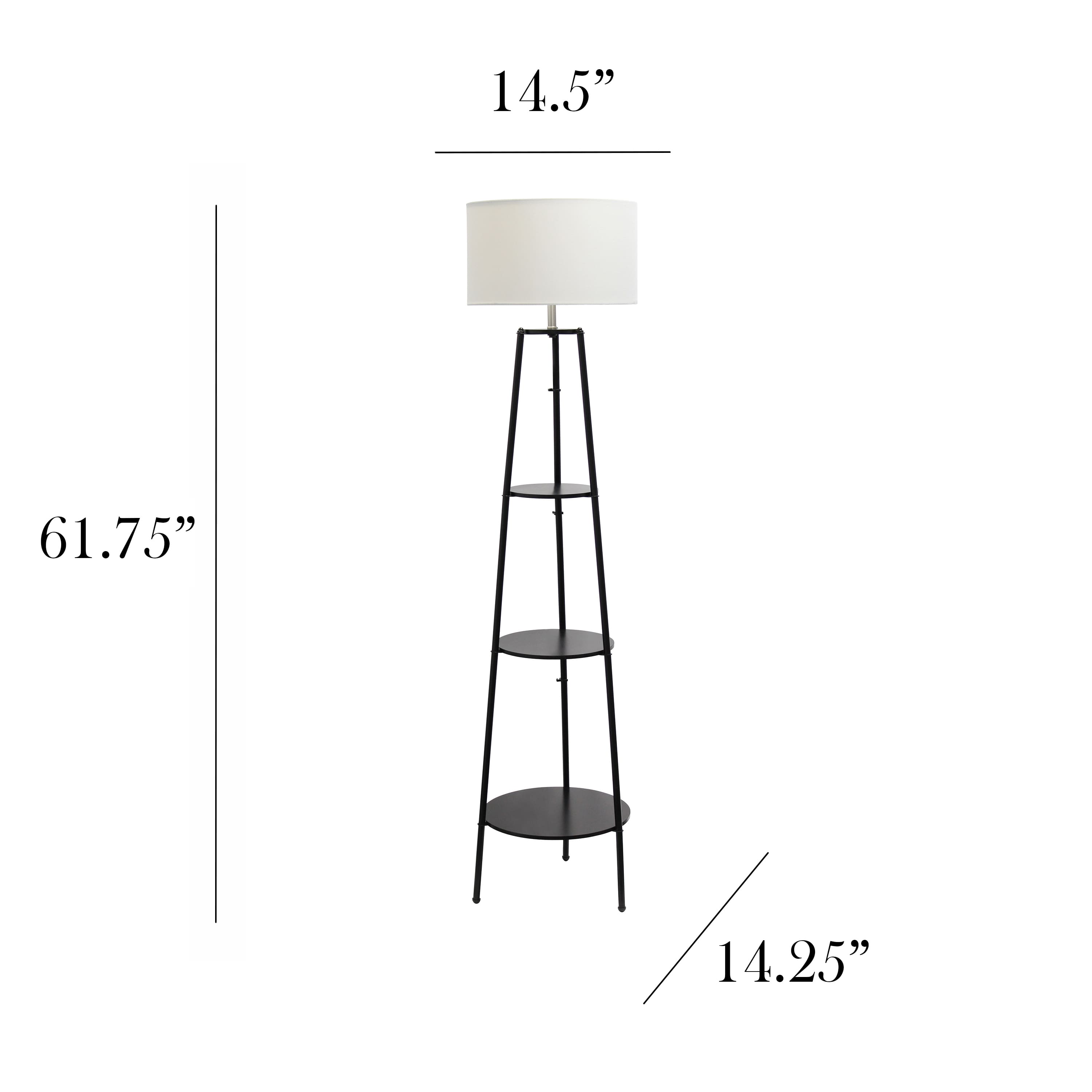 Simple Designs 62.5" Tripod 3 Tier Floor Lamp