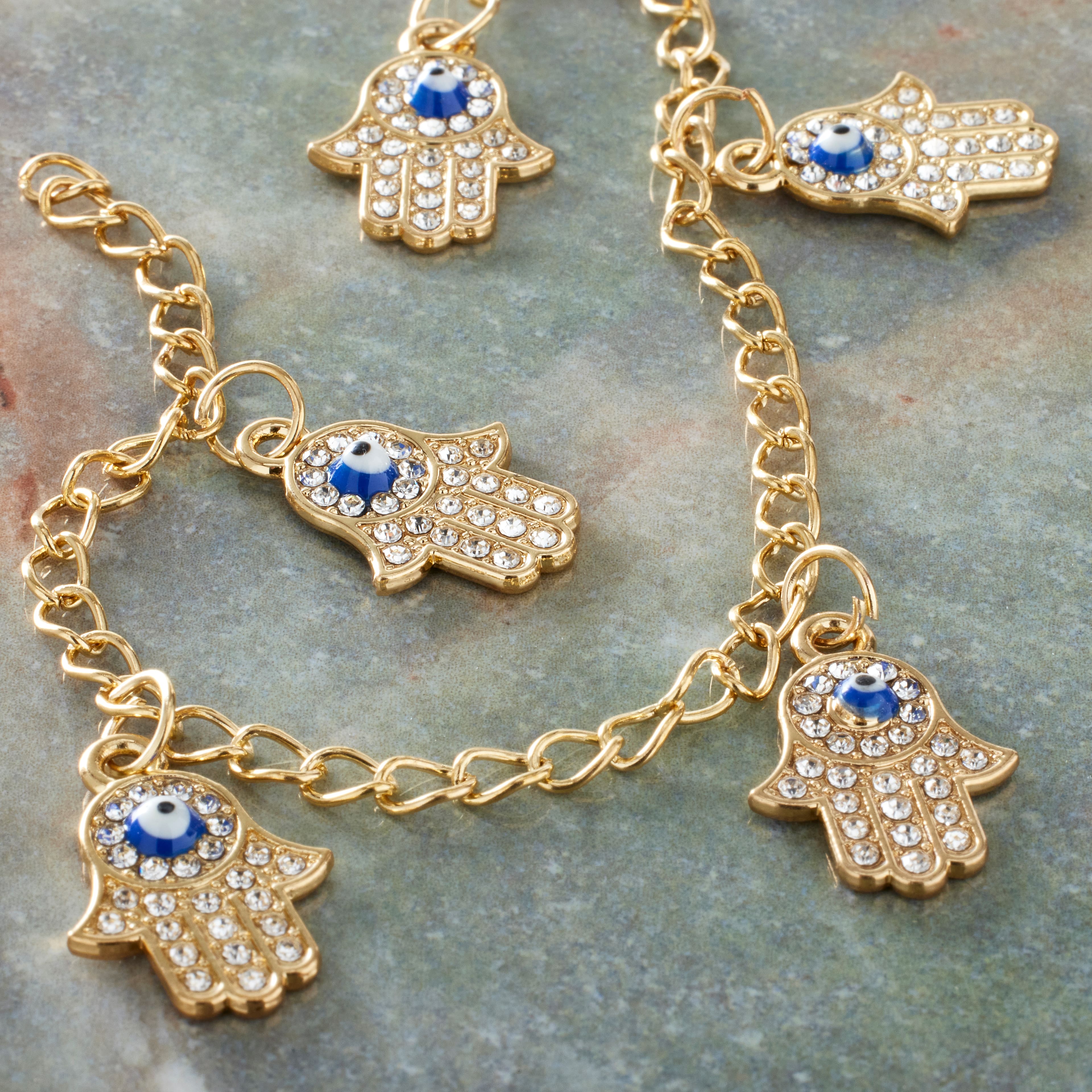 12 Pack: Gold Metal Hamsa Hand Beads, 14mm by Bead Landing™