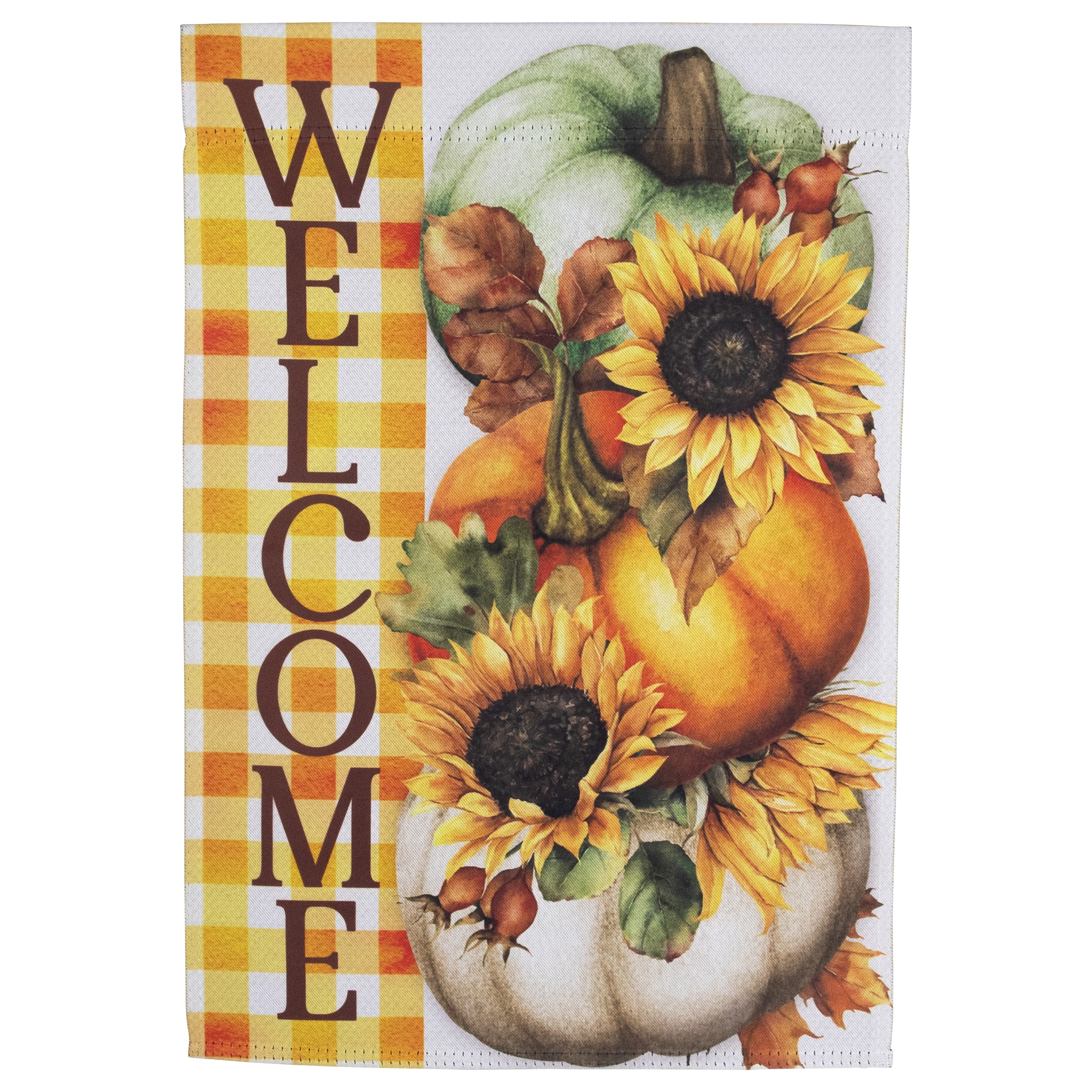 18&#x22; x 12.5&#x22; Pumpkins &#x26; Sunflowers Welcome Fall Harvest Outdoor Garden Flag