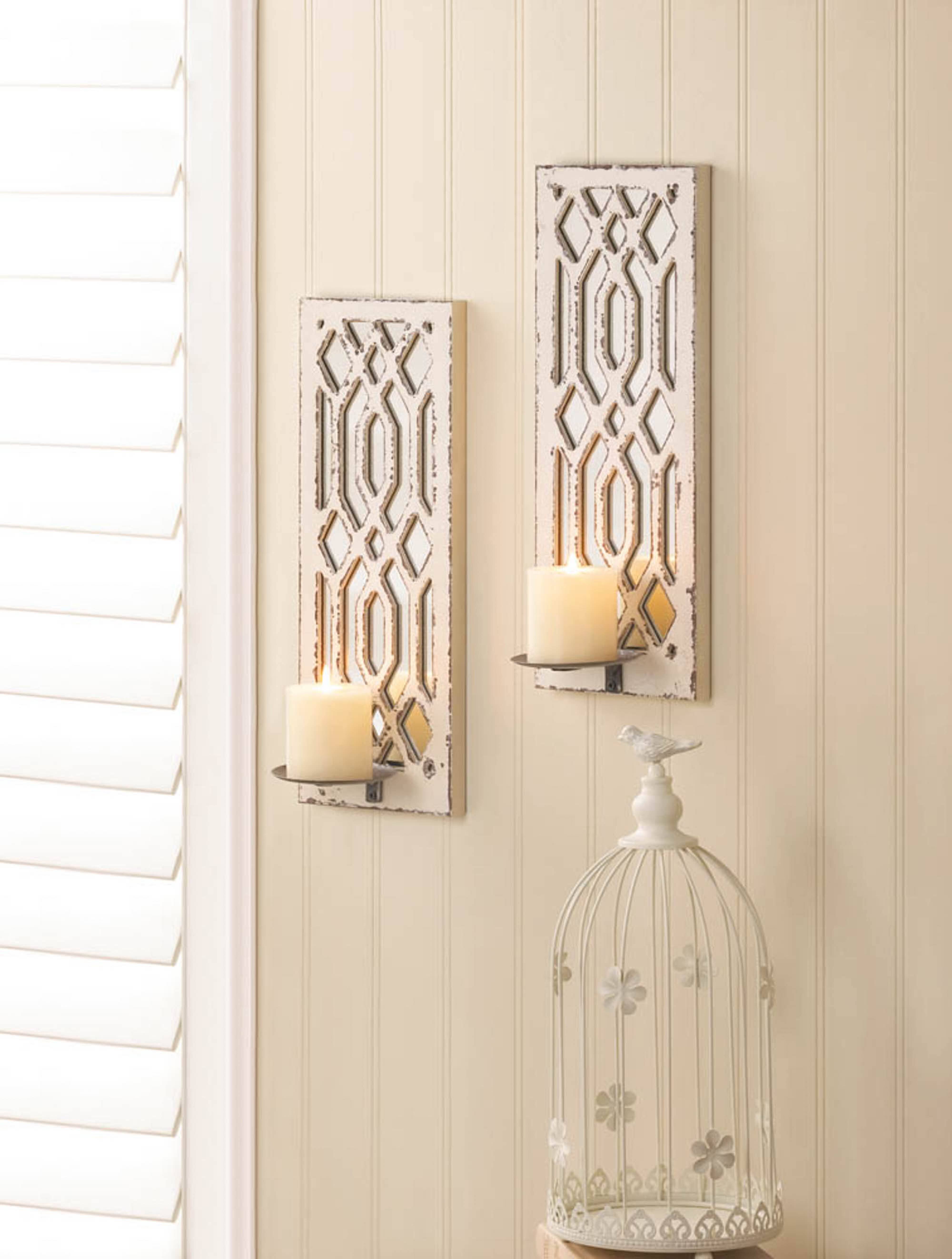 17'' Deco Mirror Candle Wall Sconce, 2ct.