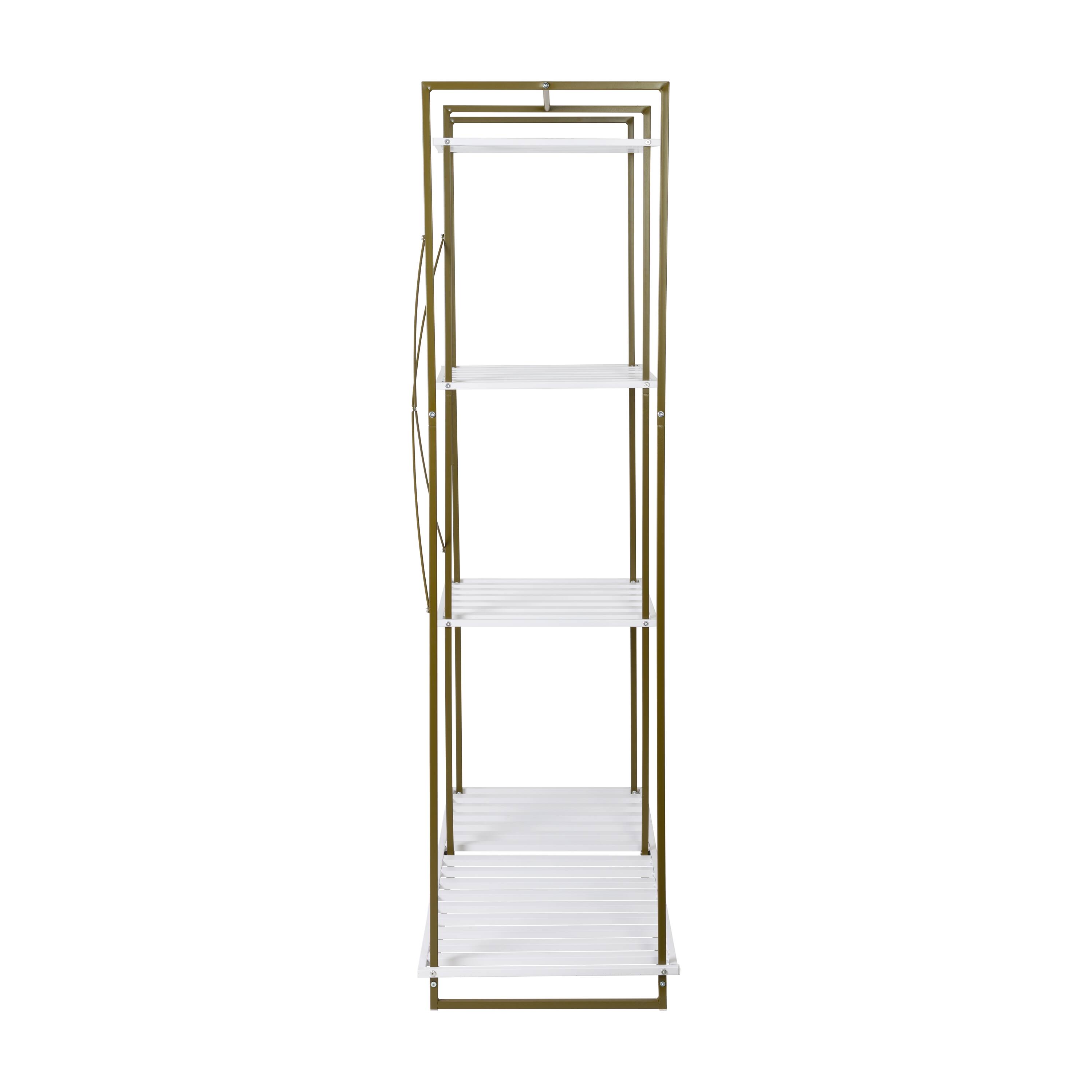 Honey Can Do Olive & White Freestanding Open Metal Closet Wardrobe