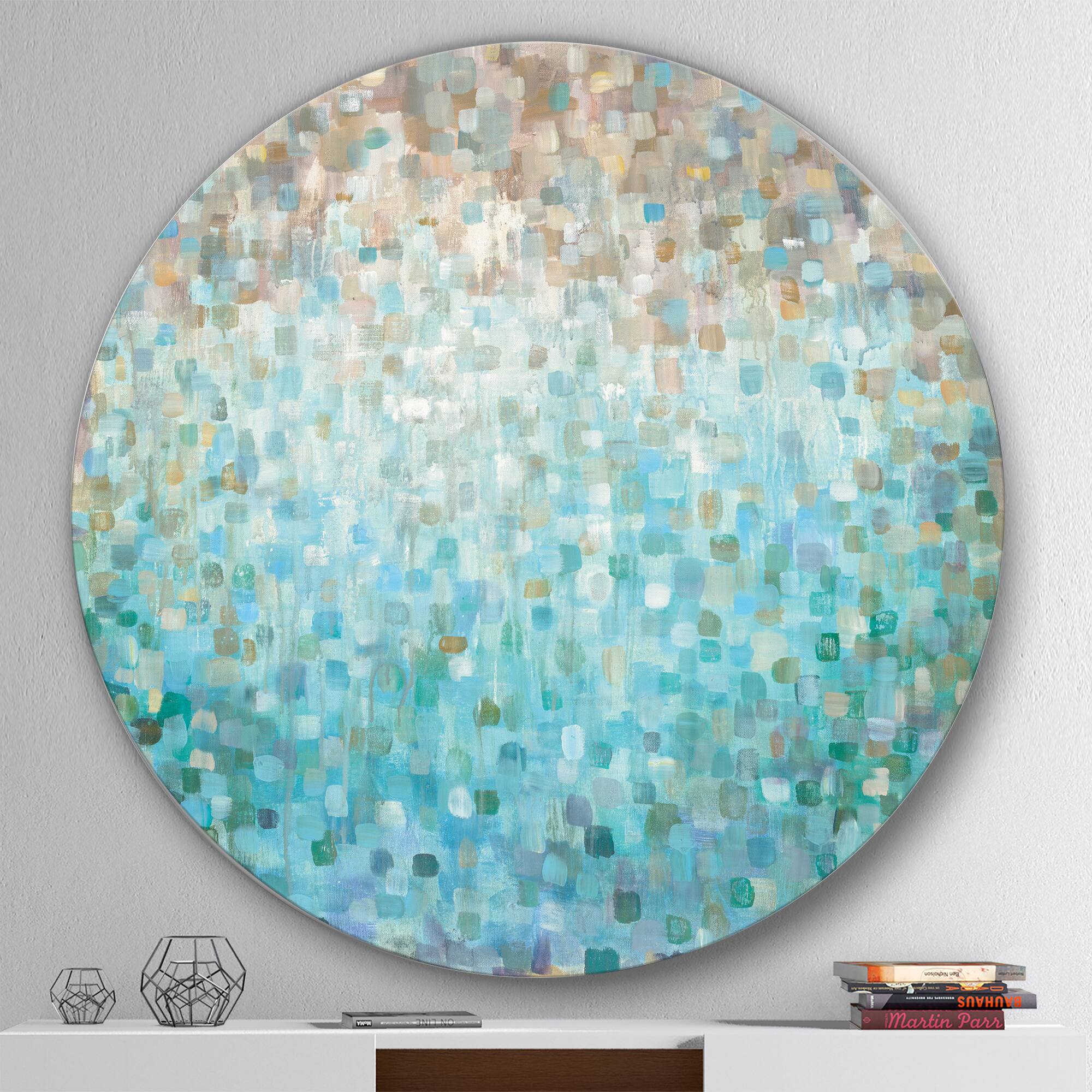 Designart - Blocked Abstract - Geometric Metal Circle Wall Art