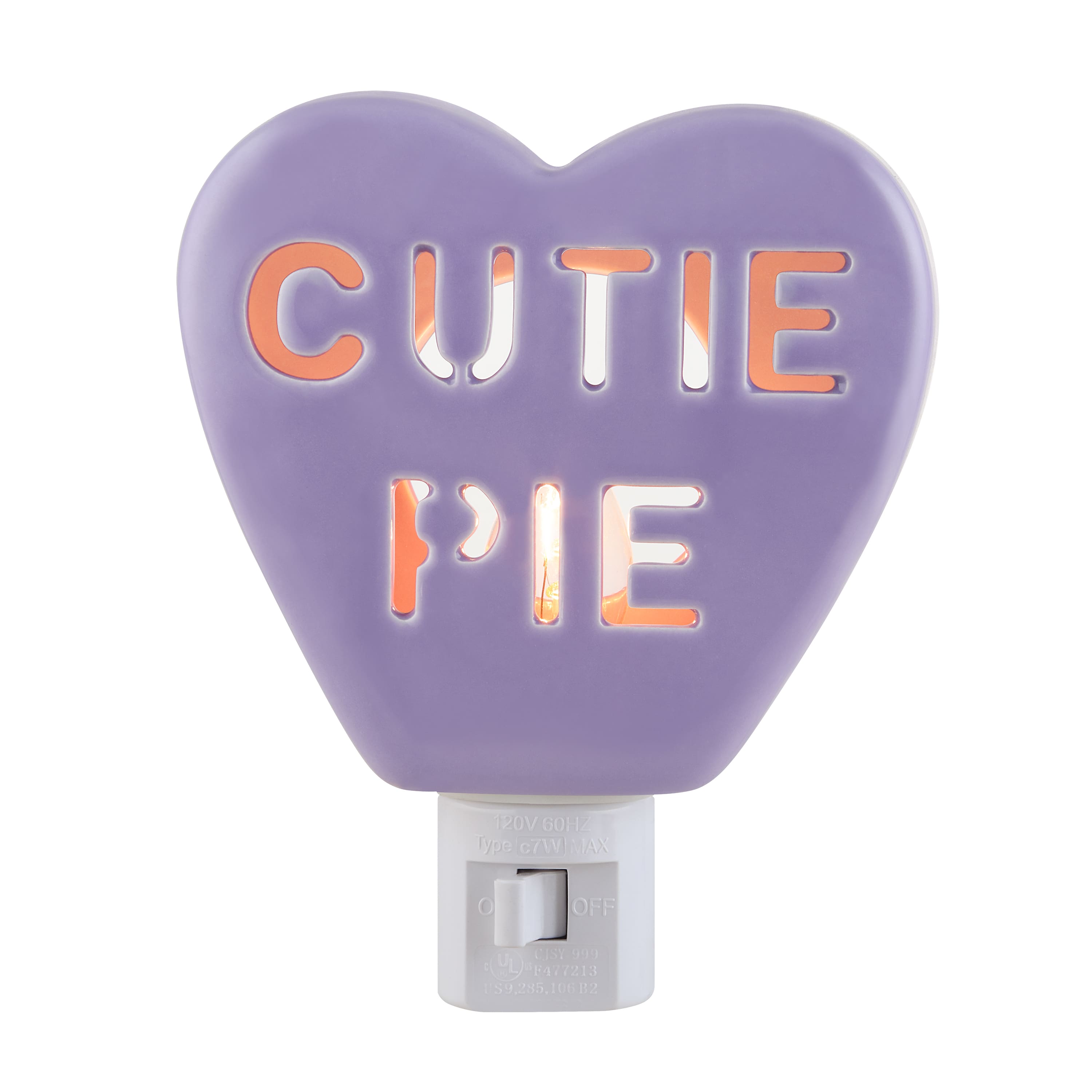 Miss Valentine Purple Ceramic Candy Heart Cutie Pie Nightlight