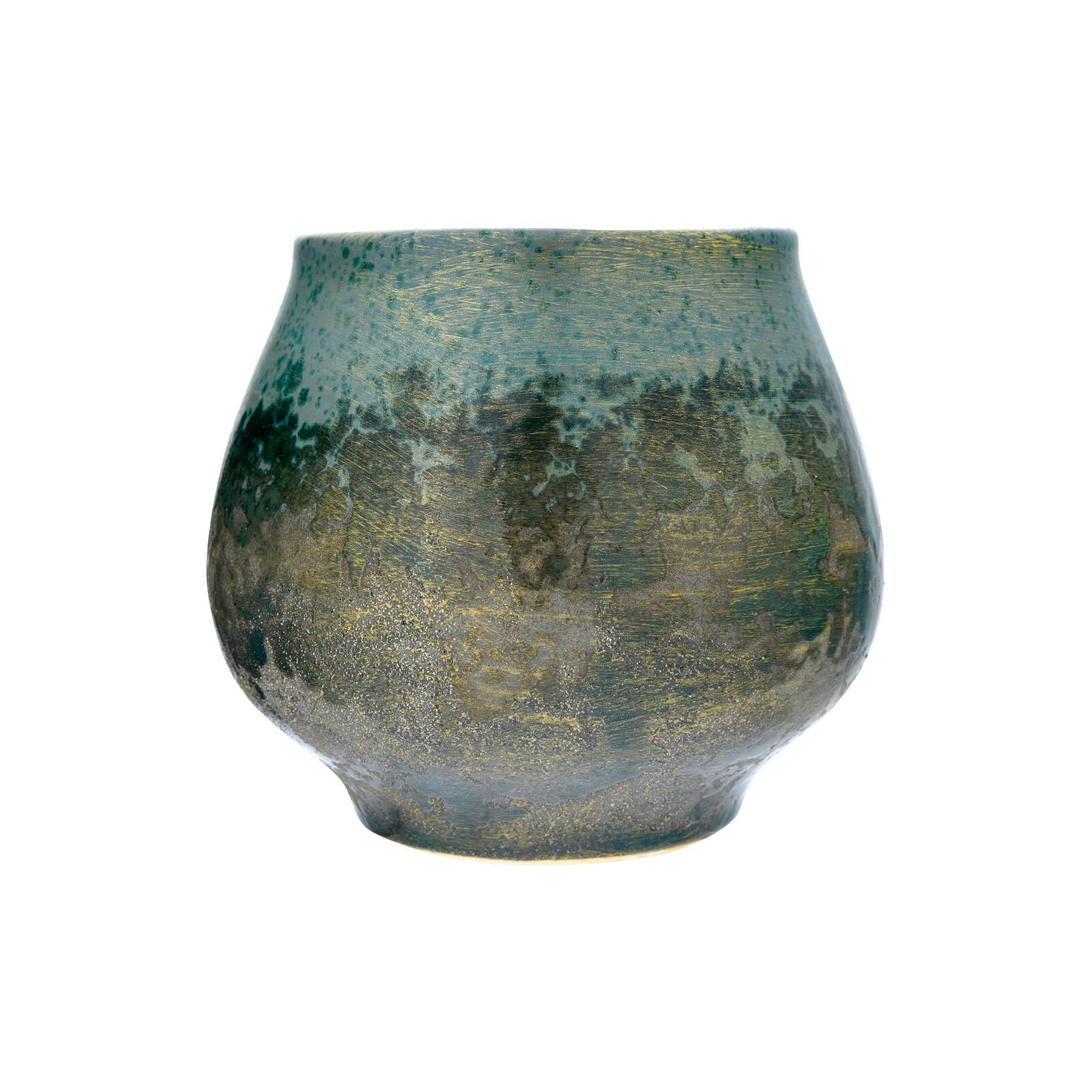 Hello Honey® 6" Iridescent Green Glaze Stoneware Planter