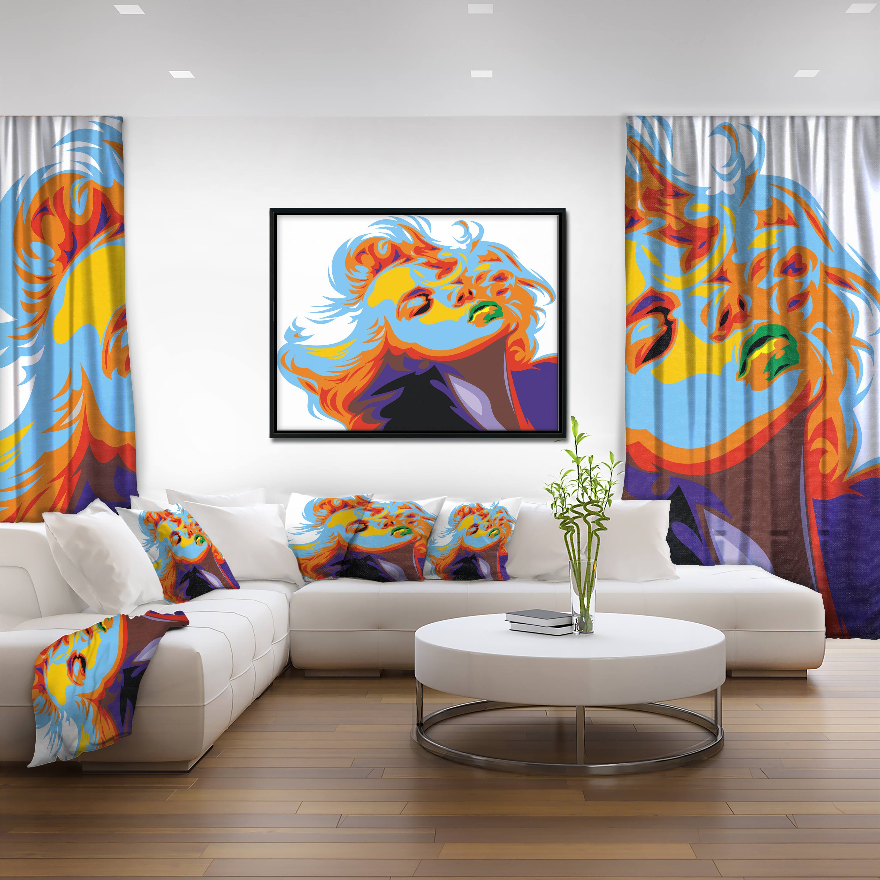 Designart - Blonde Girl Art - Vector Art Canvas Print in Black Frame