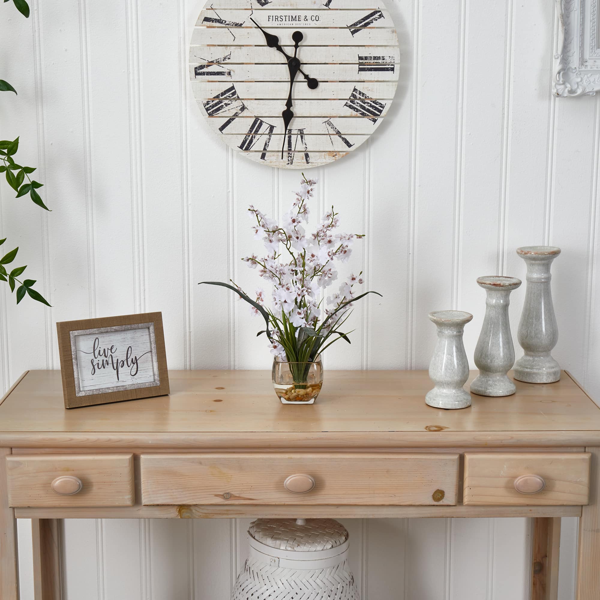 19" White Dancing Lady Orchid Arrangement in Vase