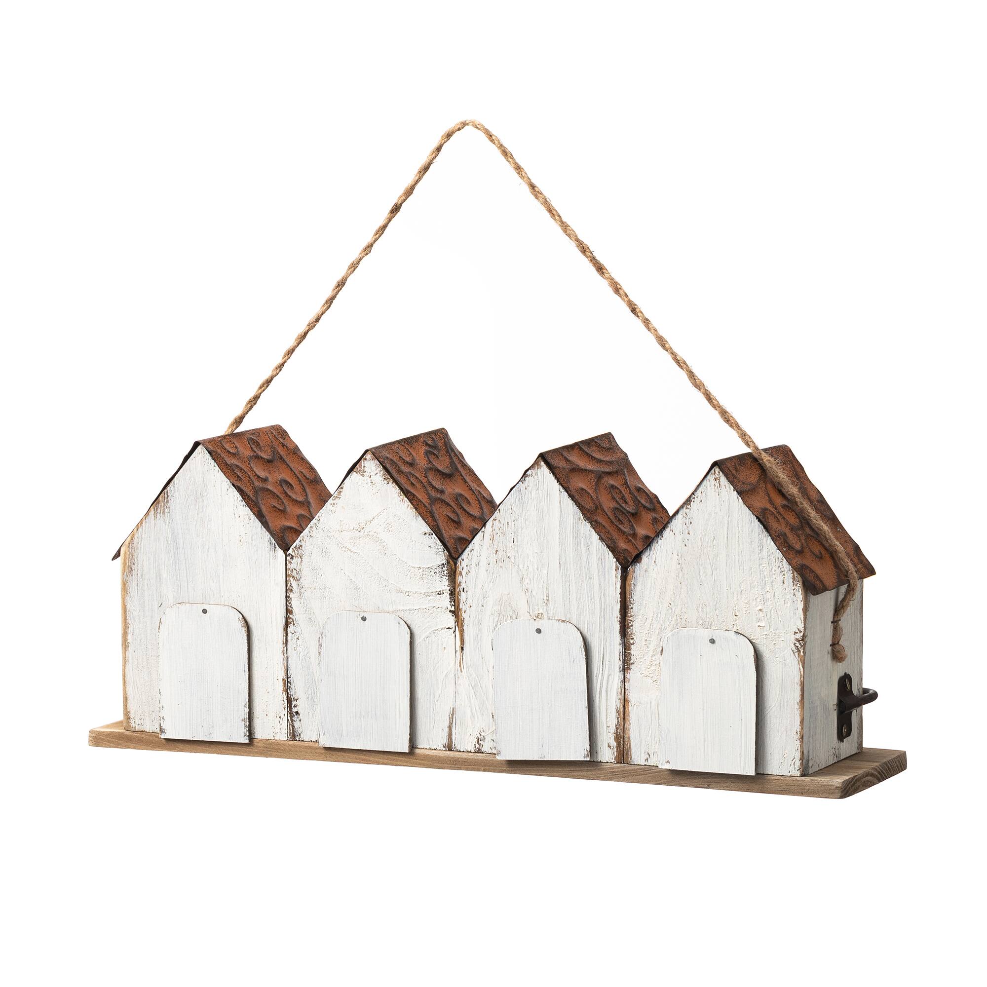 Glitzhome&#xAE; 17&#x22; Retro White Distressed Wood Birdhouse with Perch