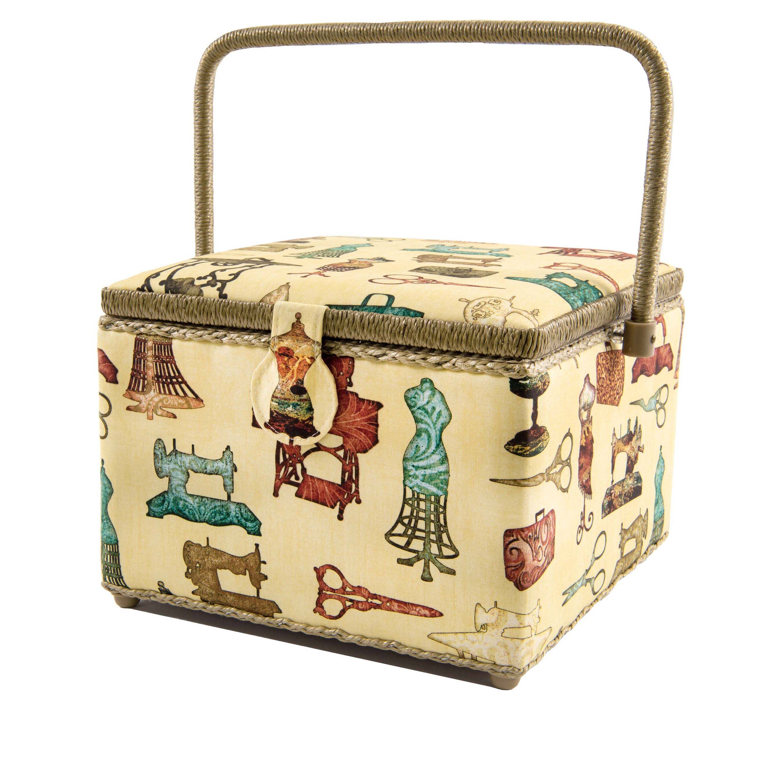 Dritz® Sew Motif Tan Large Square Sewing Basket Michaels