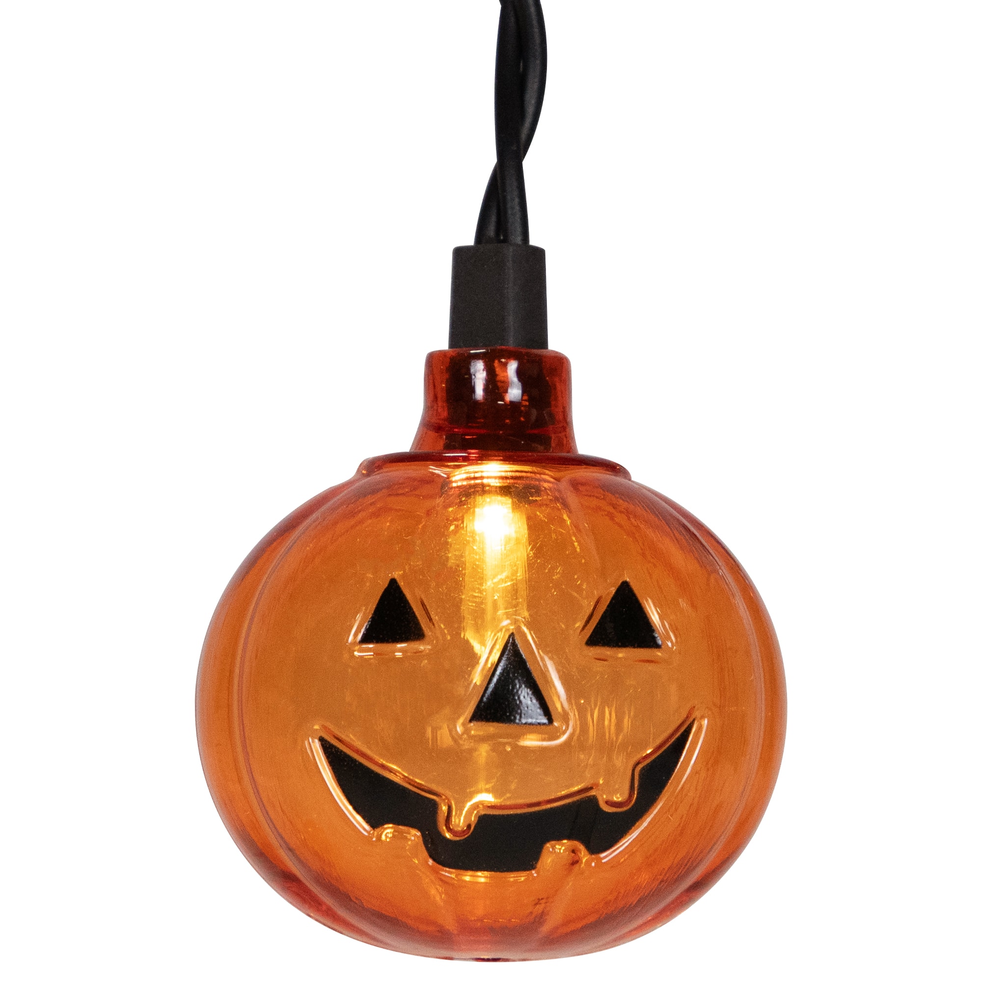 25ct. Jack-o&#x27;-Lantern Orange LED Curtain Icicle String Lights