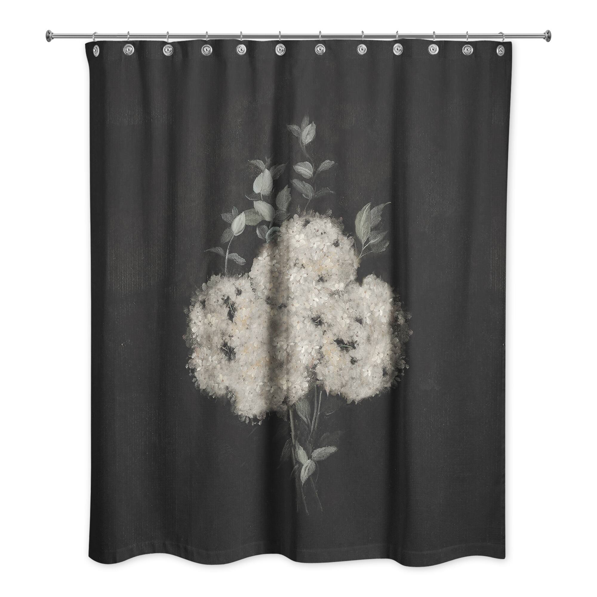 Moody Chalk Background Hydrangeas 71" x 74" Shower Curtain