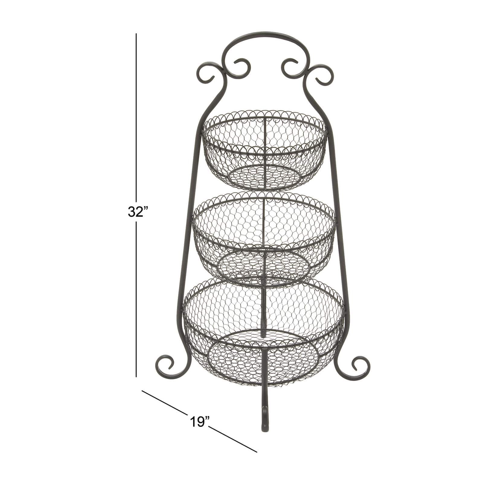 33&#x22; Black Iron Farmhouse 3 Tier Tray Stand
