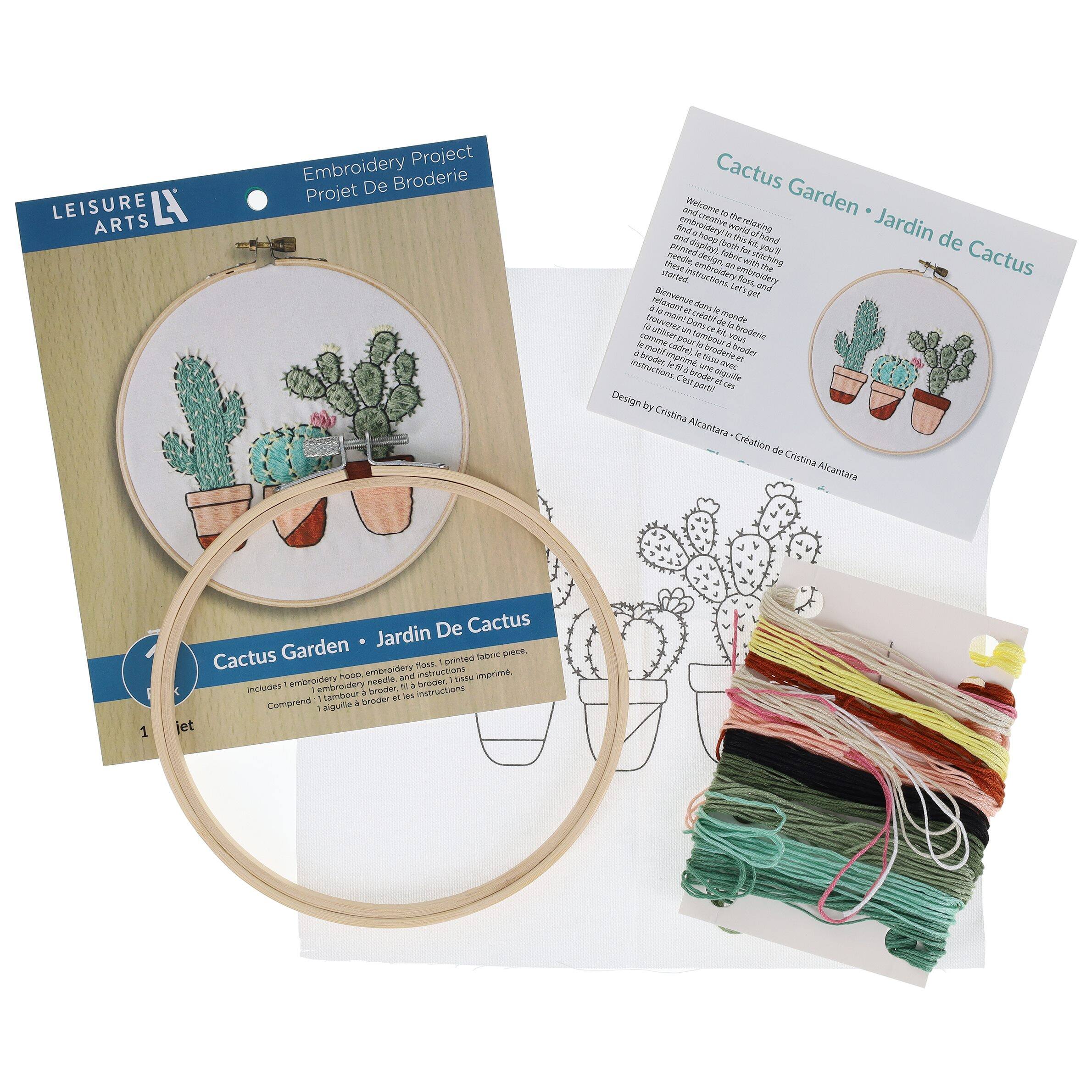Leisure Arts&#xAE; 6&#x22; Cactus Garden Embroidery Kit