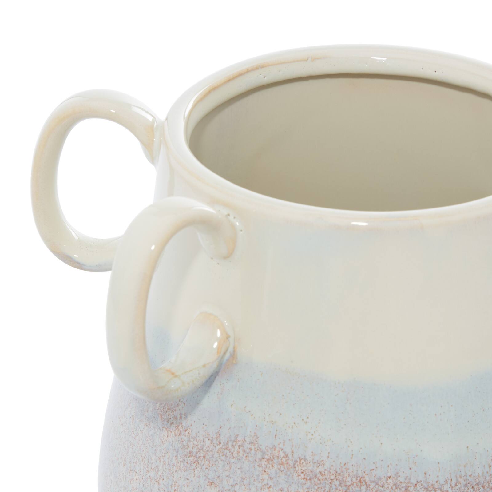 Set of 2 White Ceramic Farmhouse Vase, 12" x 10" x 9"