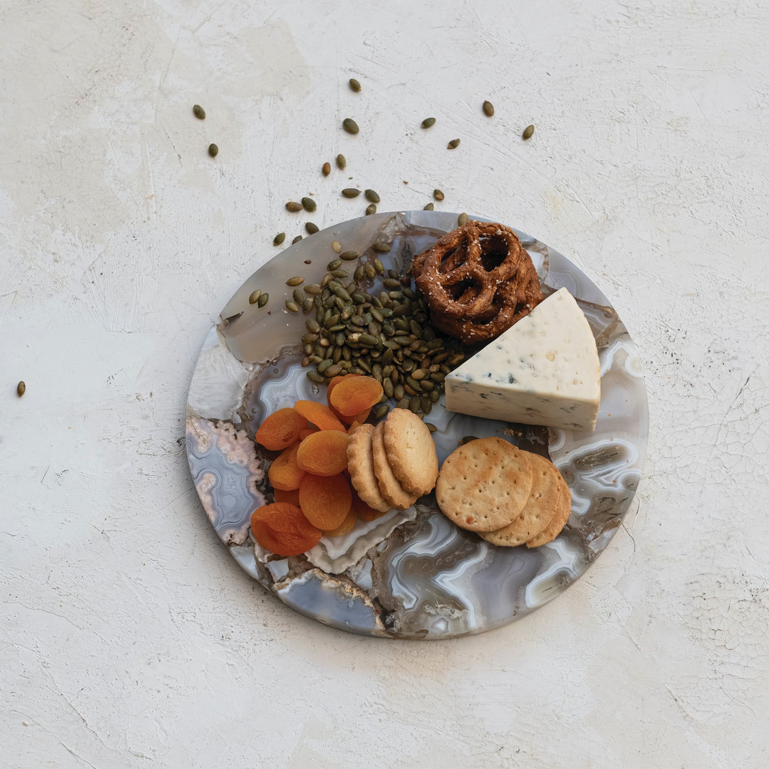 11&#x22; Multicolor Round Agate Cheese Board