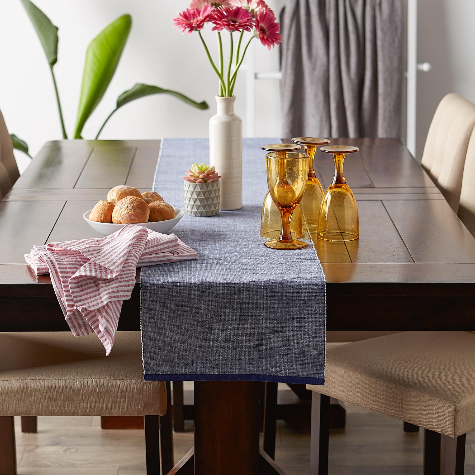 DII® 72" Chambray Ribbed Cotton Table Runner