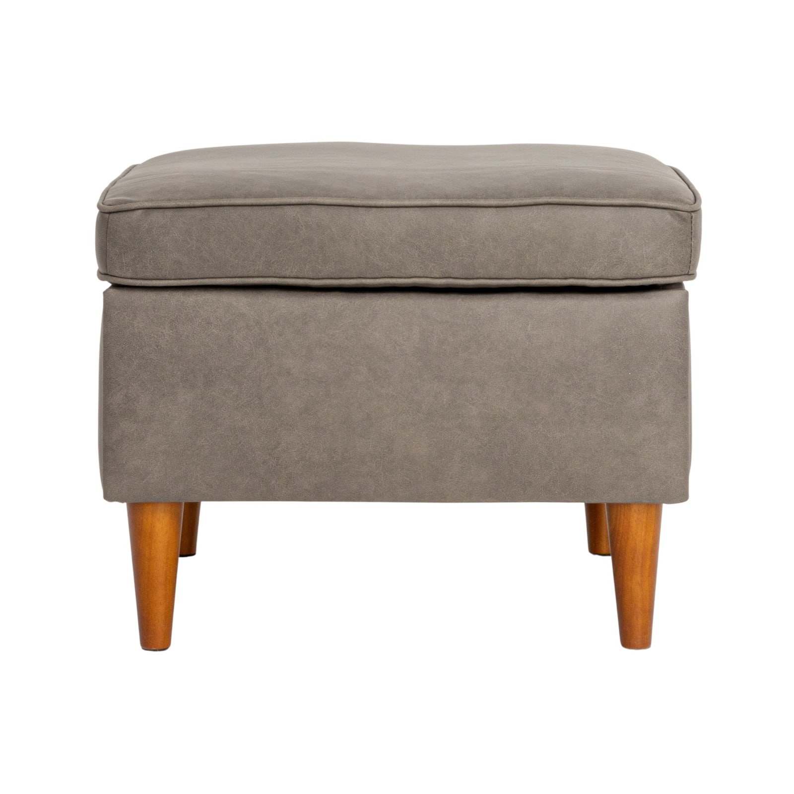 Hello Honey&#xAE; Atley Ash Gray Vegan Leather Upholstered Modern Storage Ottoman