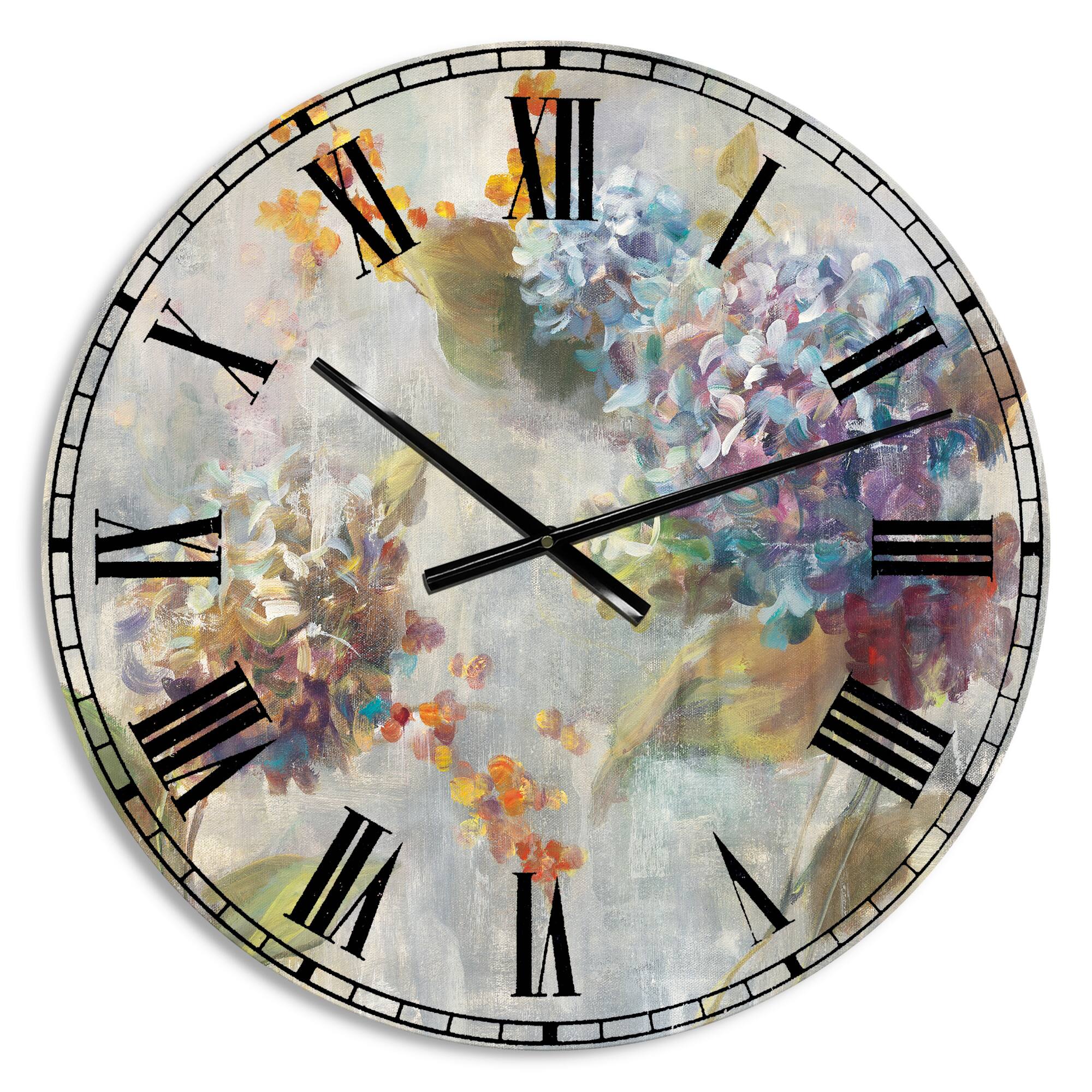 Designart 'Autumn Hydrangea Traditional Wall Clock