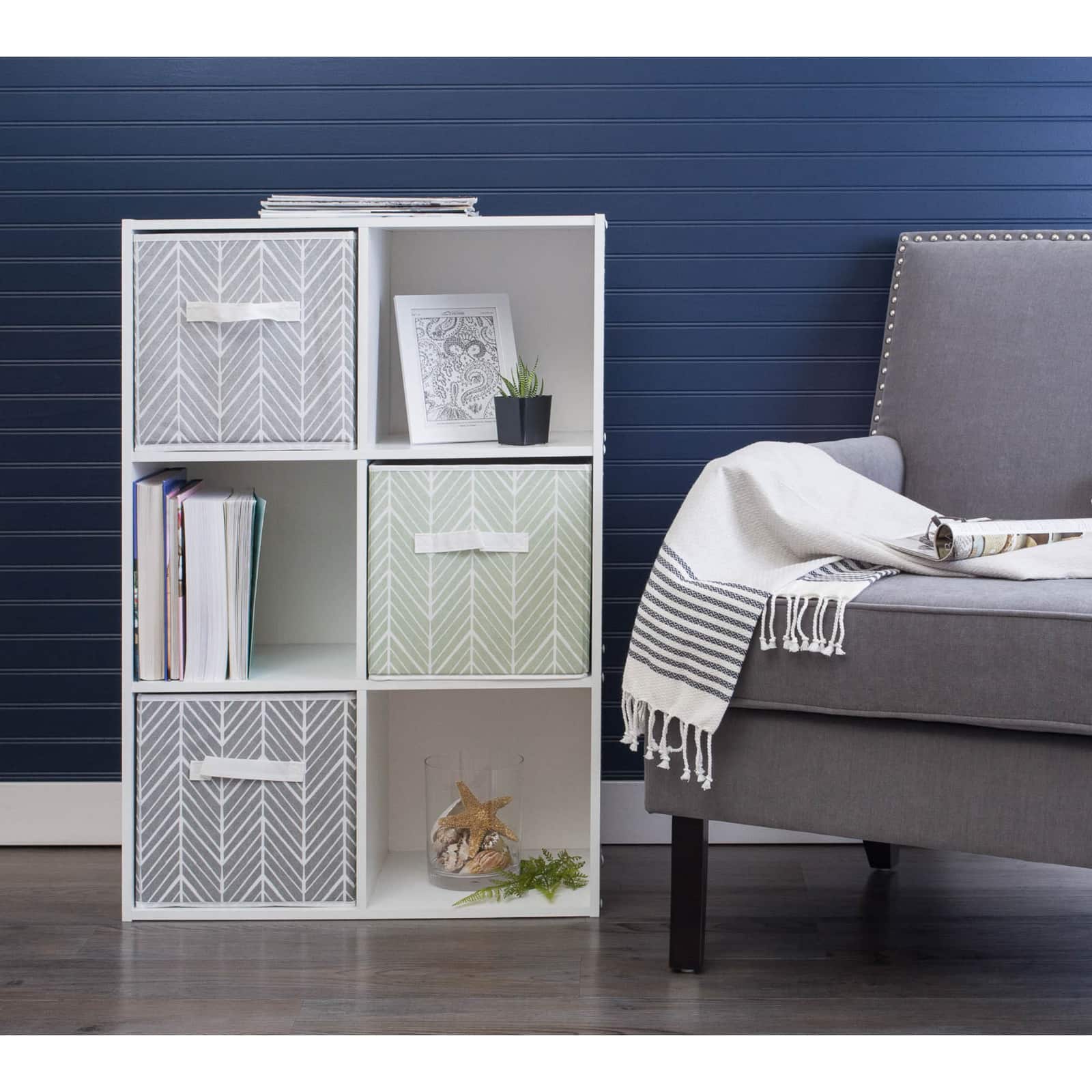 DII® 11" Nonwoven Polyester Herringbone Storage Cubes, 2ct.