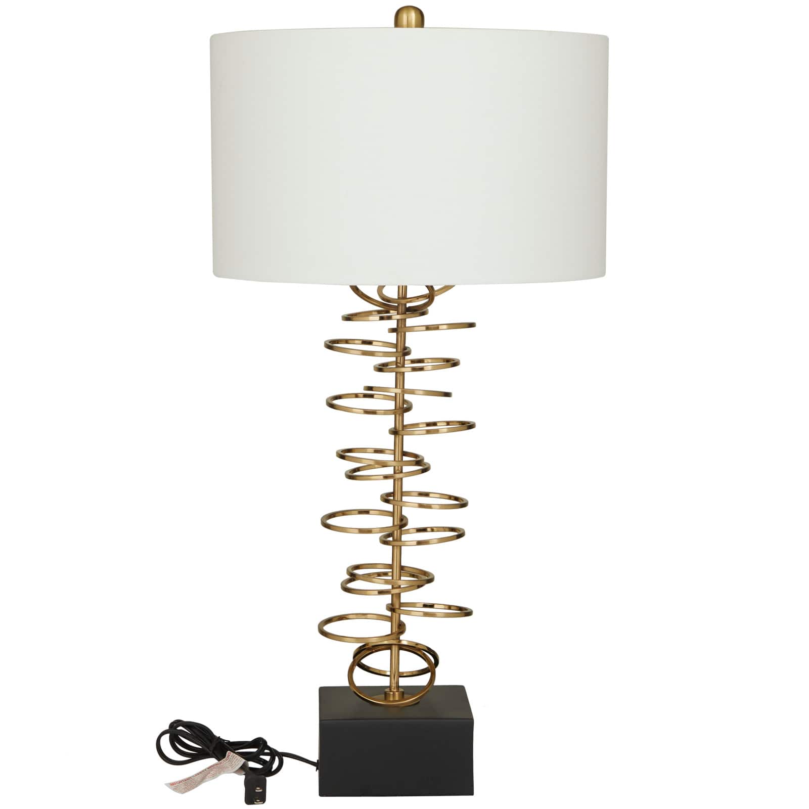Gold Metal Gold Stacked Ring Table Lamp with Drum Shade 15" x 15" x 30"
